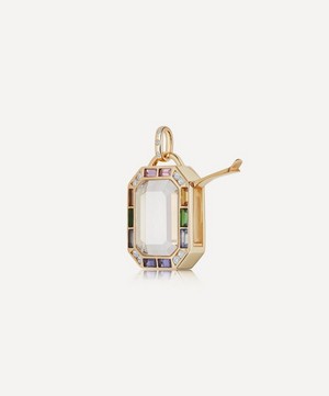 Loquet London - 14ct Gold Diamond Baguette Rainbow Locket image number 2