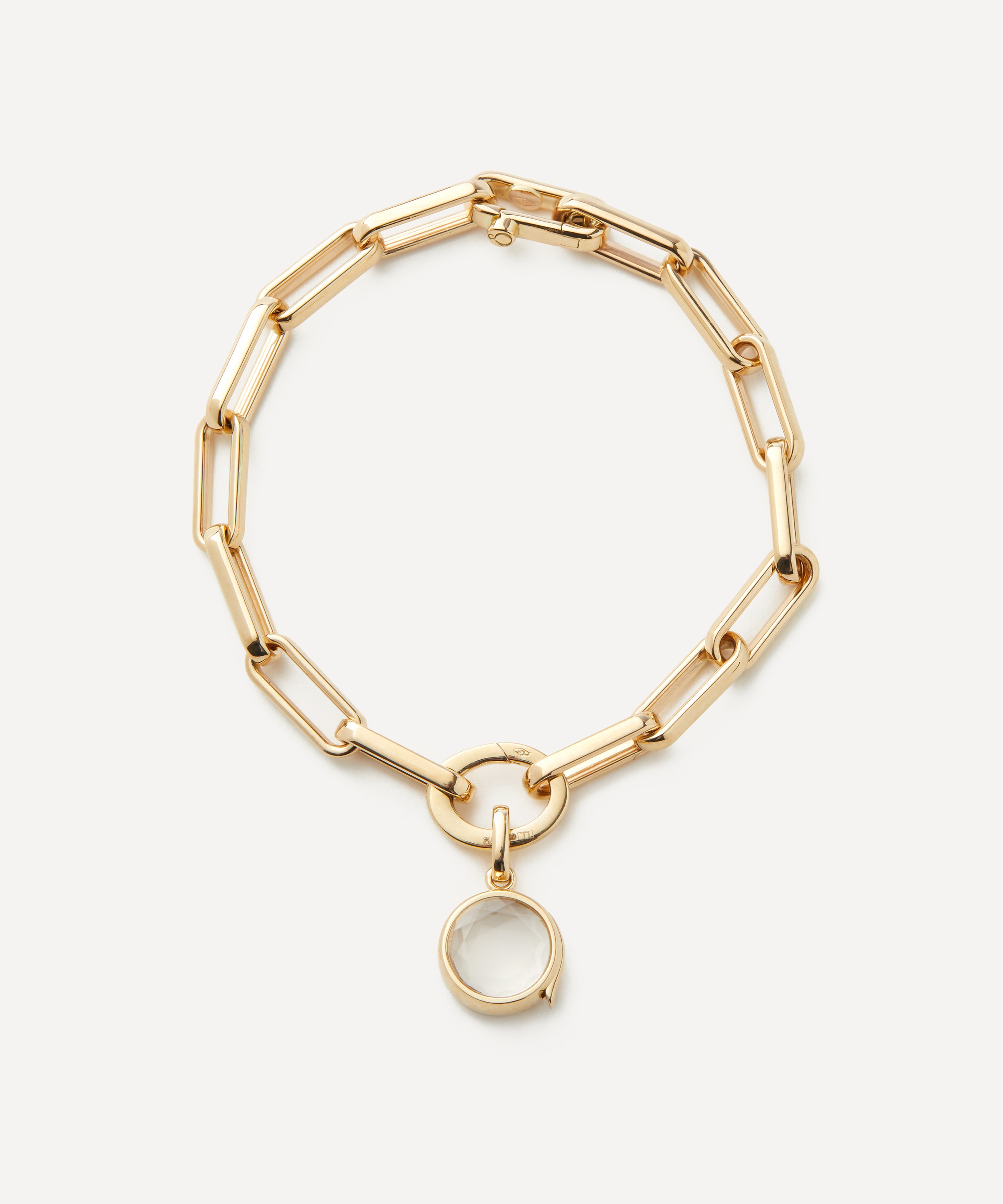 Loquet London - 14ct Gold Single Round Locket Link Bracelet image number 0