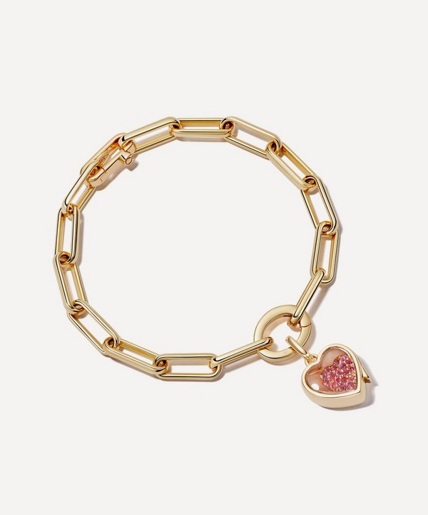 Loquet London - 14ct Gold Single Heart Locket Link Bracelet image number null