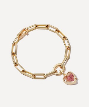 Loquet London - 14ct Gold Single Heart Locket Link Bracelet image number 0