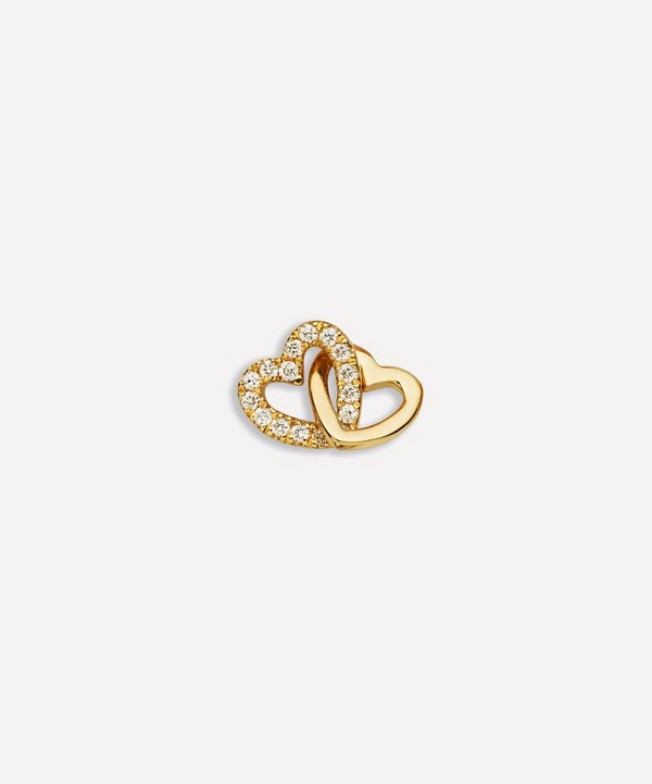 Loquet London - 18ct Gold Diamond Linked Hearts Charm image number null