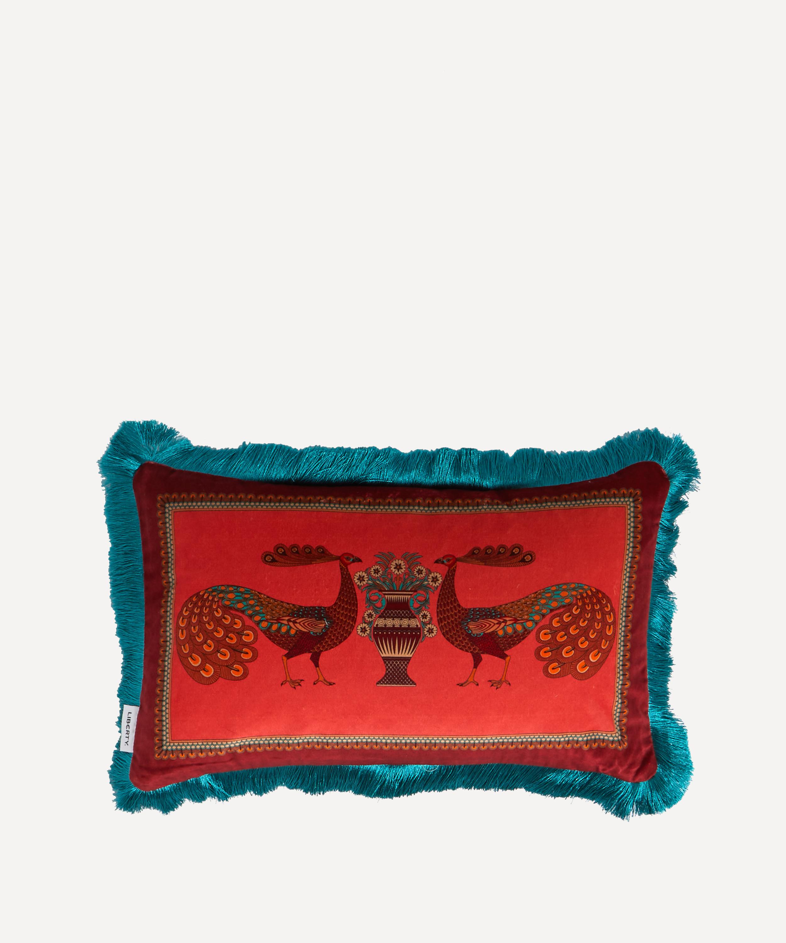 Liberty - Peacock Garden Rectangular Velvet Cushion image number 0