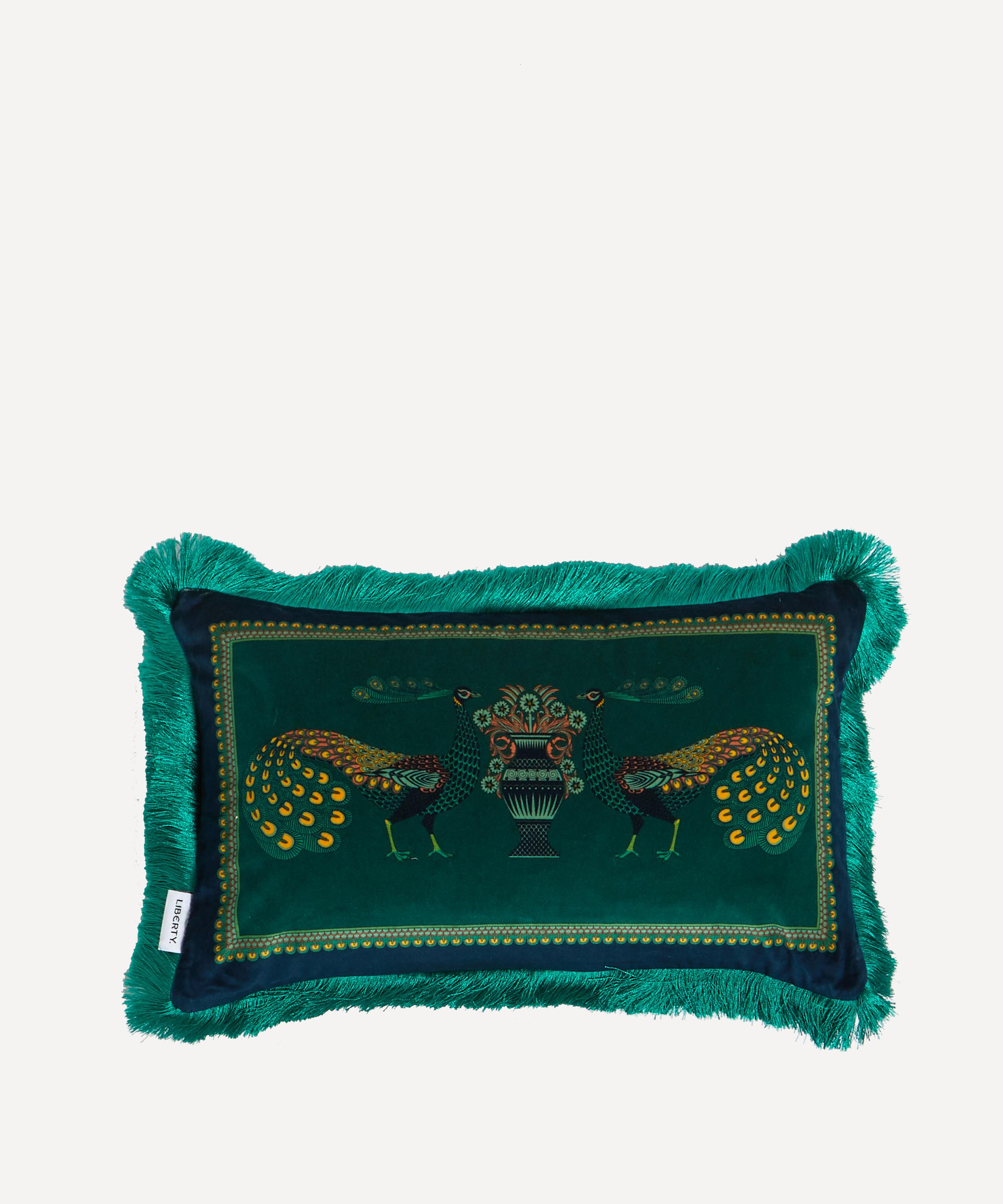 Liberty - Peacock Garden Rectangular Velvet Cushion image number 0