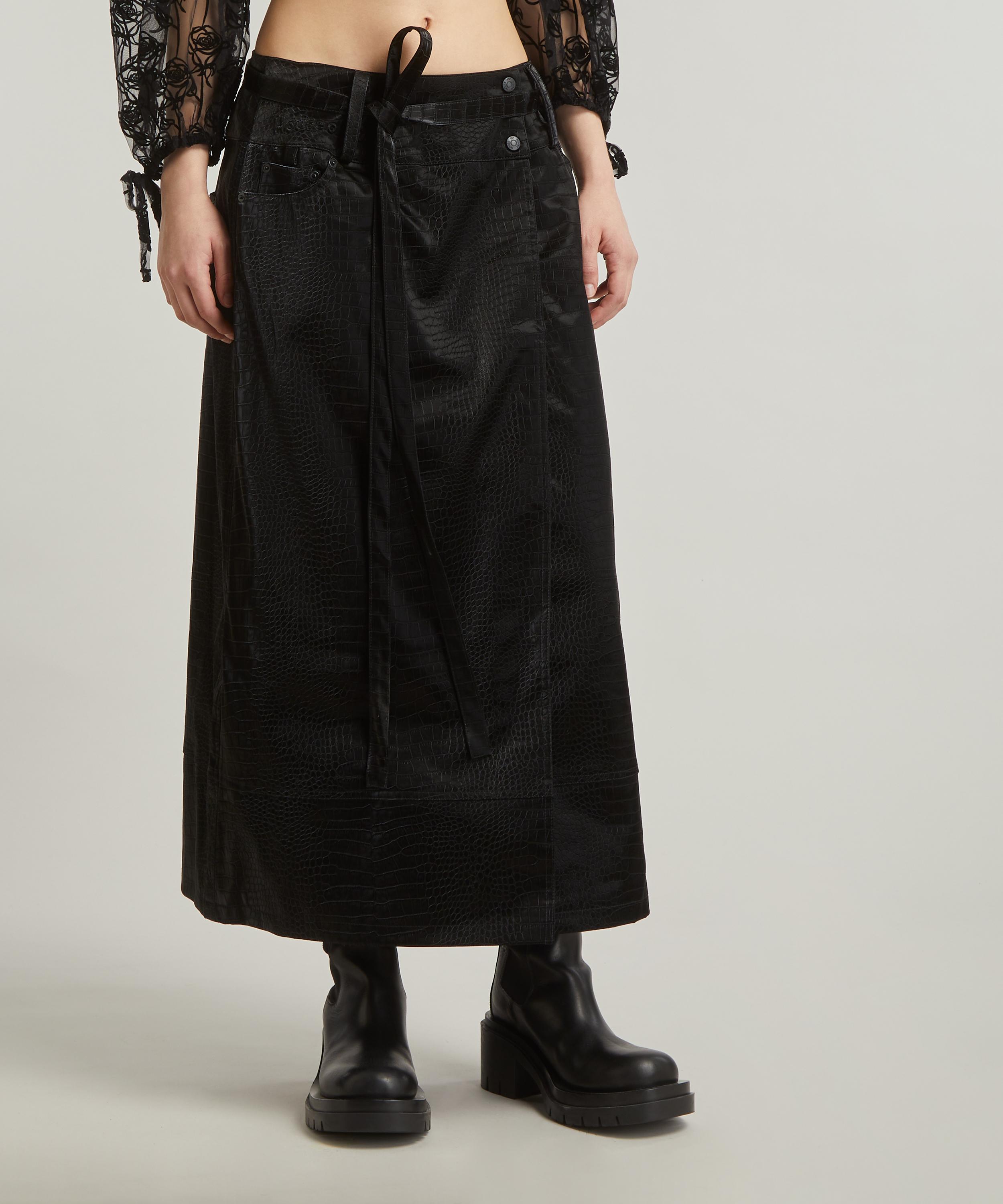 Denim wrap skirt outlet black