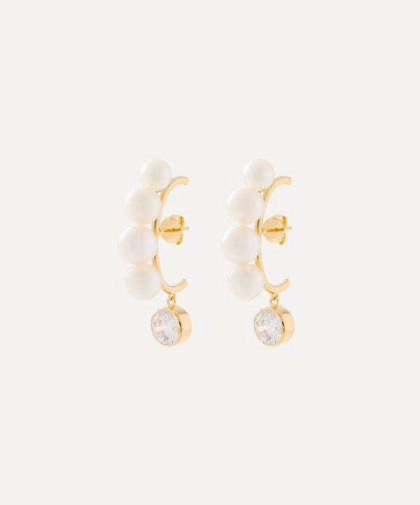 Completedworks - 14ct Gold-Plated Vermeil Silver Pearl and Zirconia Earrings