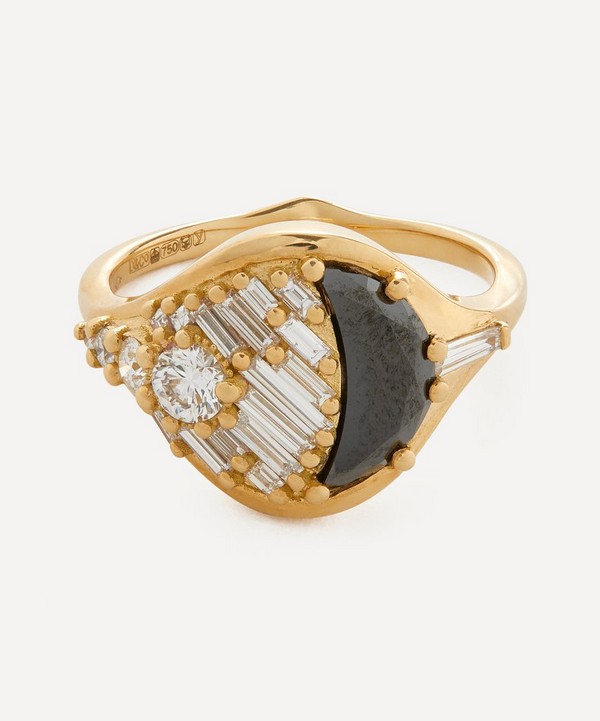 Artemer - 18ct Gold New Moon Black Diamond Engagement Ring