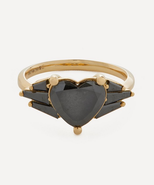 Artemer - 18ct Gold Amor Black Diamond Heart Engagement Ring