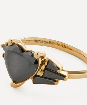 Artemer - 18ct Gold Amor Black Diamond Heart Engagement Ring image number 1
