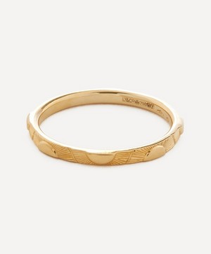 Artemer - 18ct Gold Engraved Sun Pattern Slim Wedding Band Ring image number 0