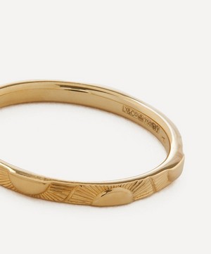 Artemer - 18ct Gold Engraved Sun Pattern Slim Wedding Band Ring image number 1