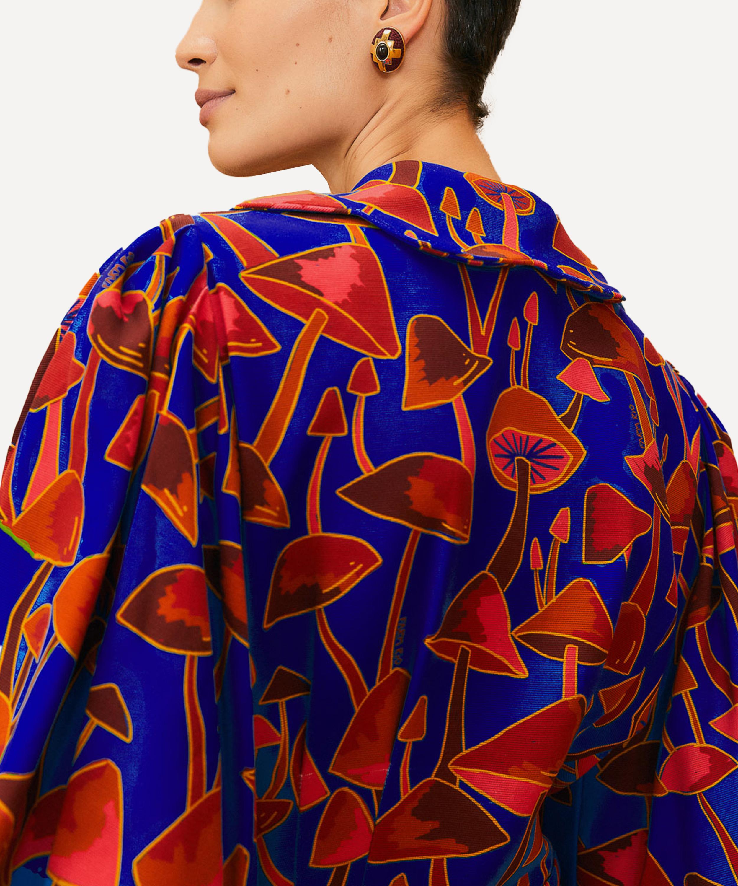 FARM Rio - Bright Blue Mushroom Sketch Puff Sleeve Jumpsuit image number 2