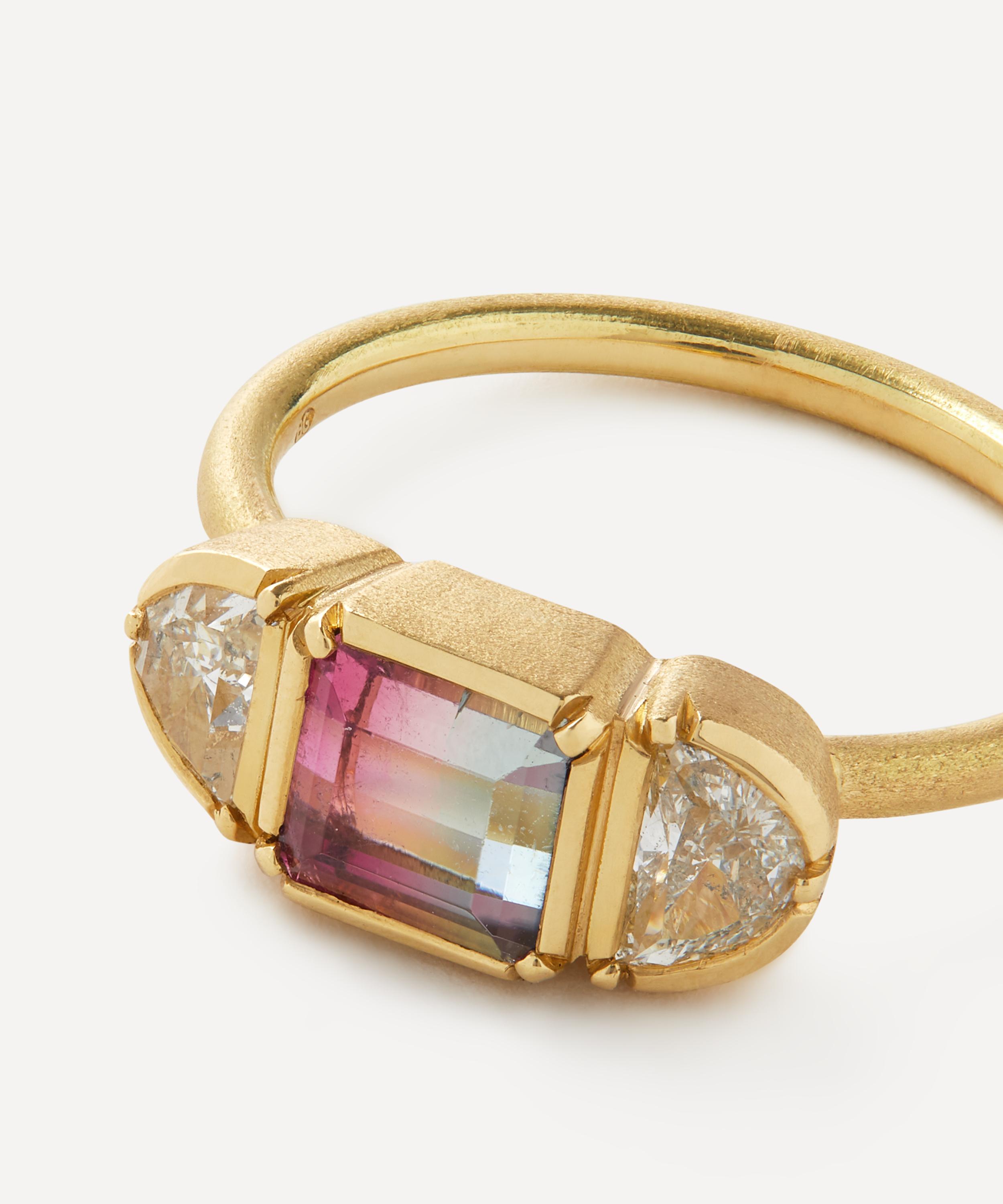 Brooke Gregson - 18ct Gold Harmony Rainbow Tourmaline and Diamond Ring image number 1