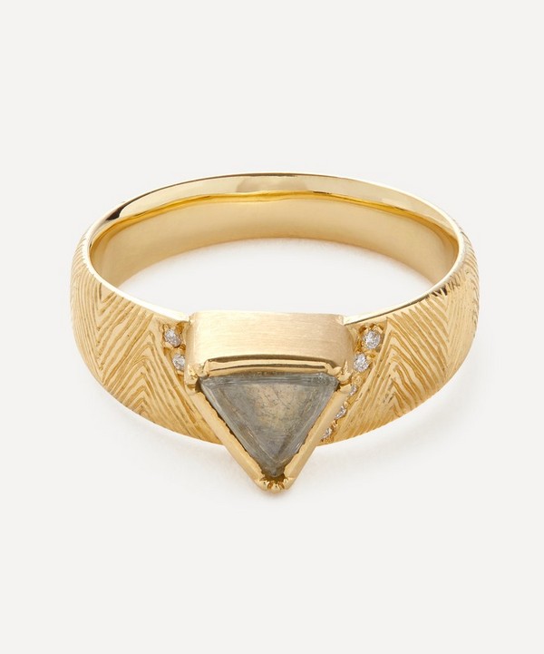 Brooke Gregson - 18ct Gold Hera Engraved Macle Diamond Ring image number null
