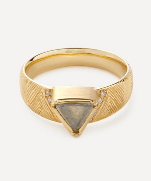 Brooke Gregson - 18ct Gold Hera Engraved Macle Diamond Ring image number 0