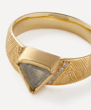 Brooke Gregson - 18ct Gold Hera Engraved Macle Diamond Ring image number 1