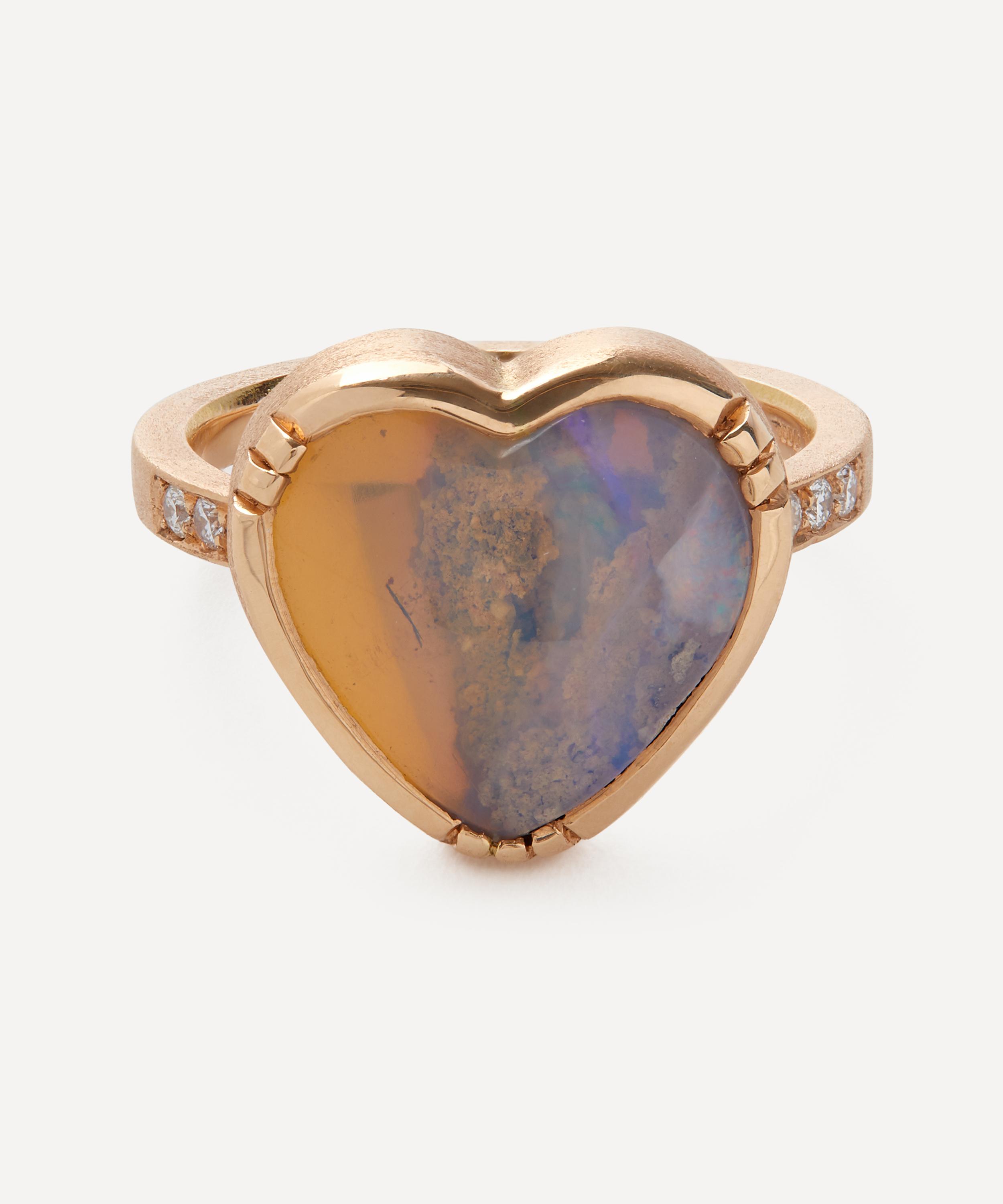 Brooke Gregson - 18ct Rose Gold Pipe Opal Heart Ring image number 0