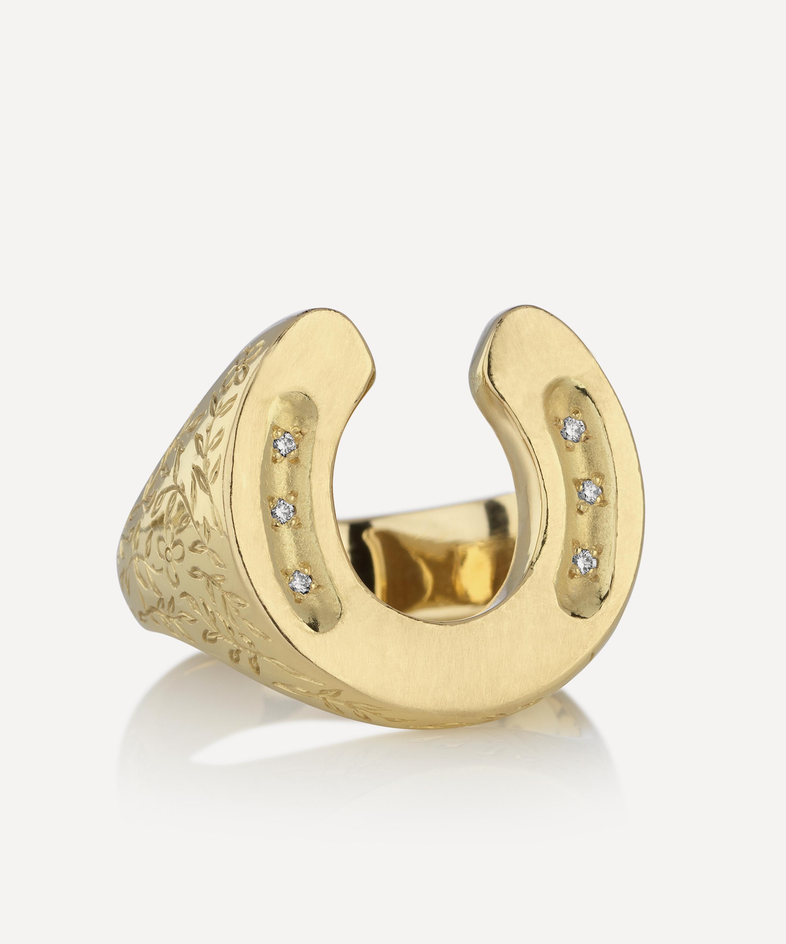 Brooke Gregson - 18ct Gold Diamond Horseshoe Ring image number 0