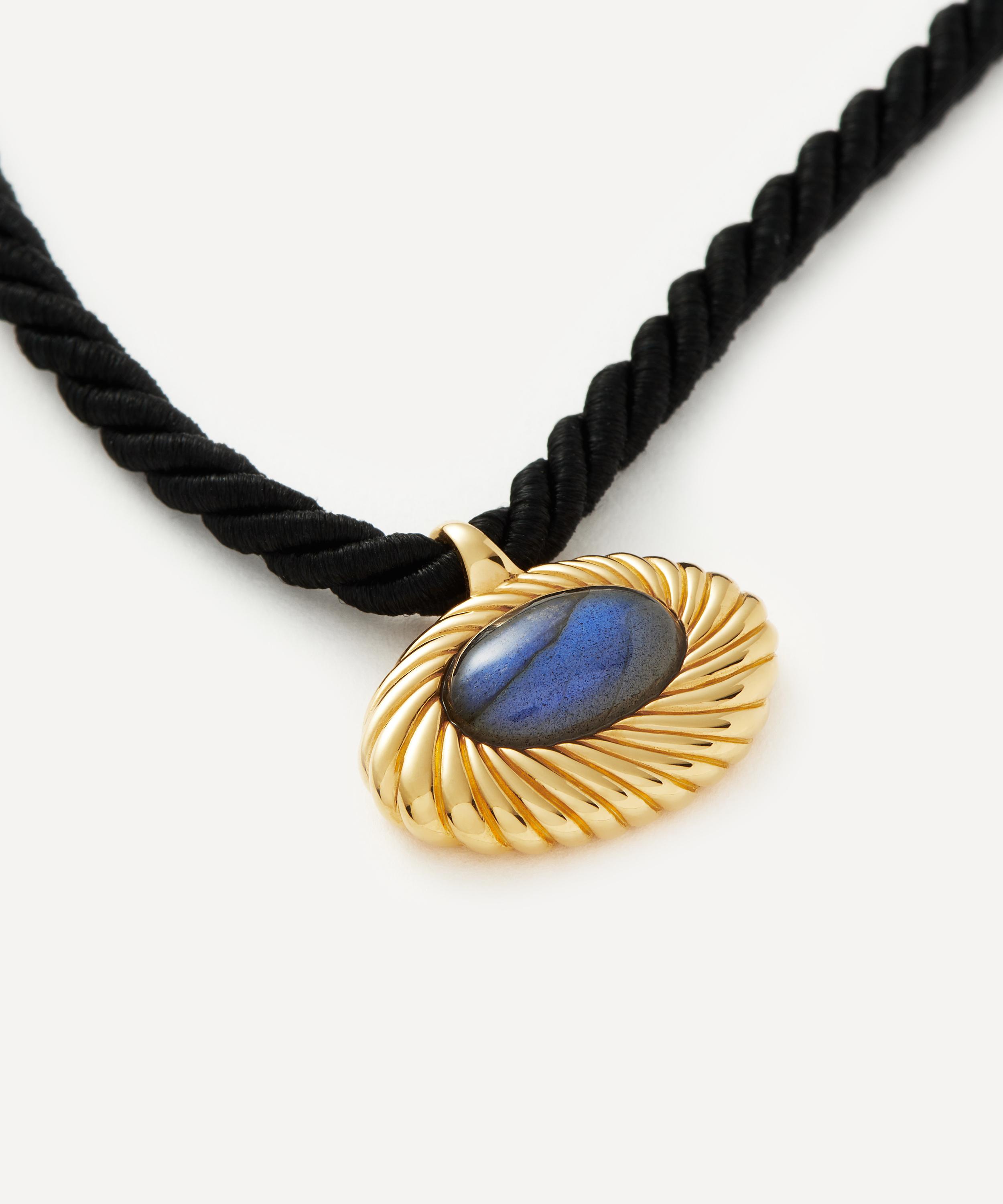 Missoma - 18ct Gold-Plated Wavy Ridge Caspia Gemstone Cord Necklace image number 3