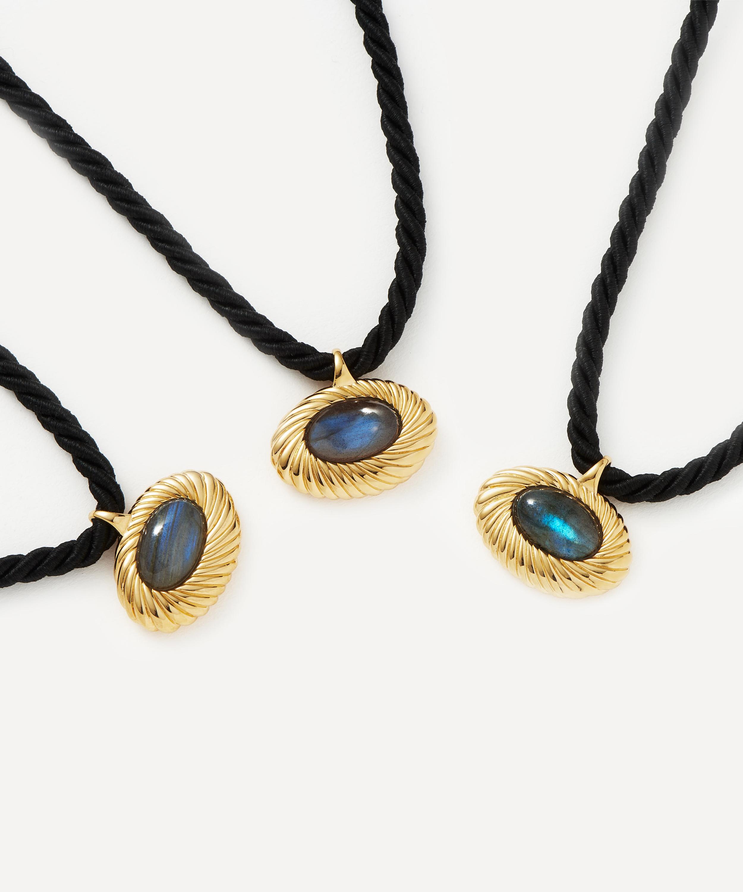 Missoma - 18ct Gold-Plated Wavy Ridge Caspia Gemstone Cord Necklace image number 4