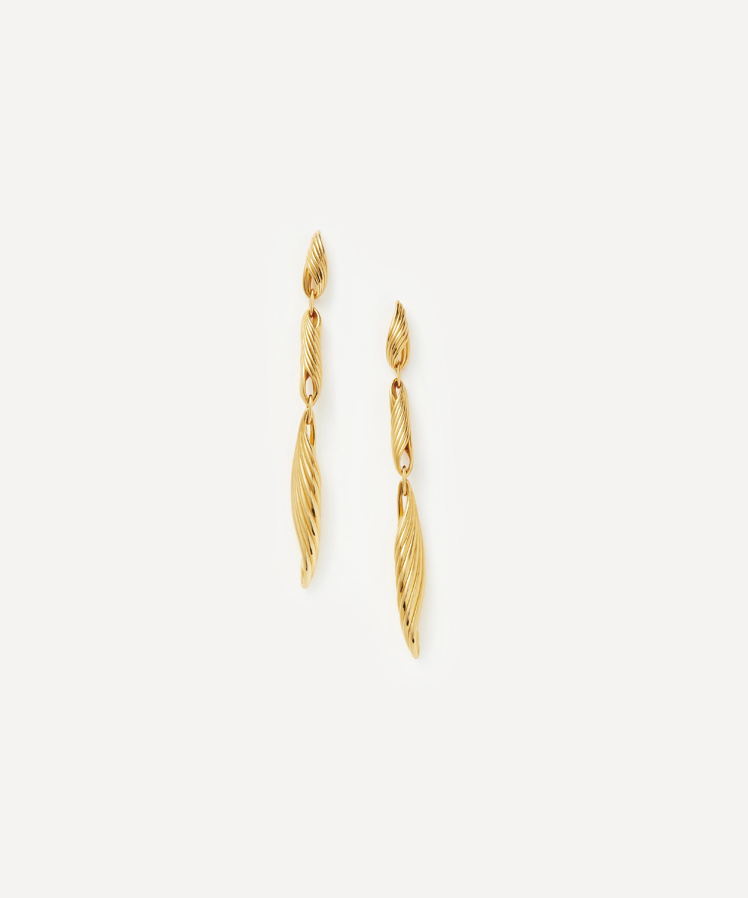 Missoma - 18ct Gold-Plated Wavy Ridge Triple Drop Earrings image number 0