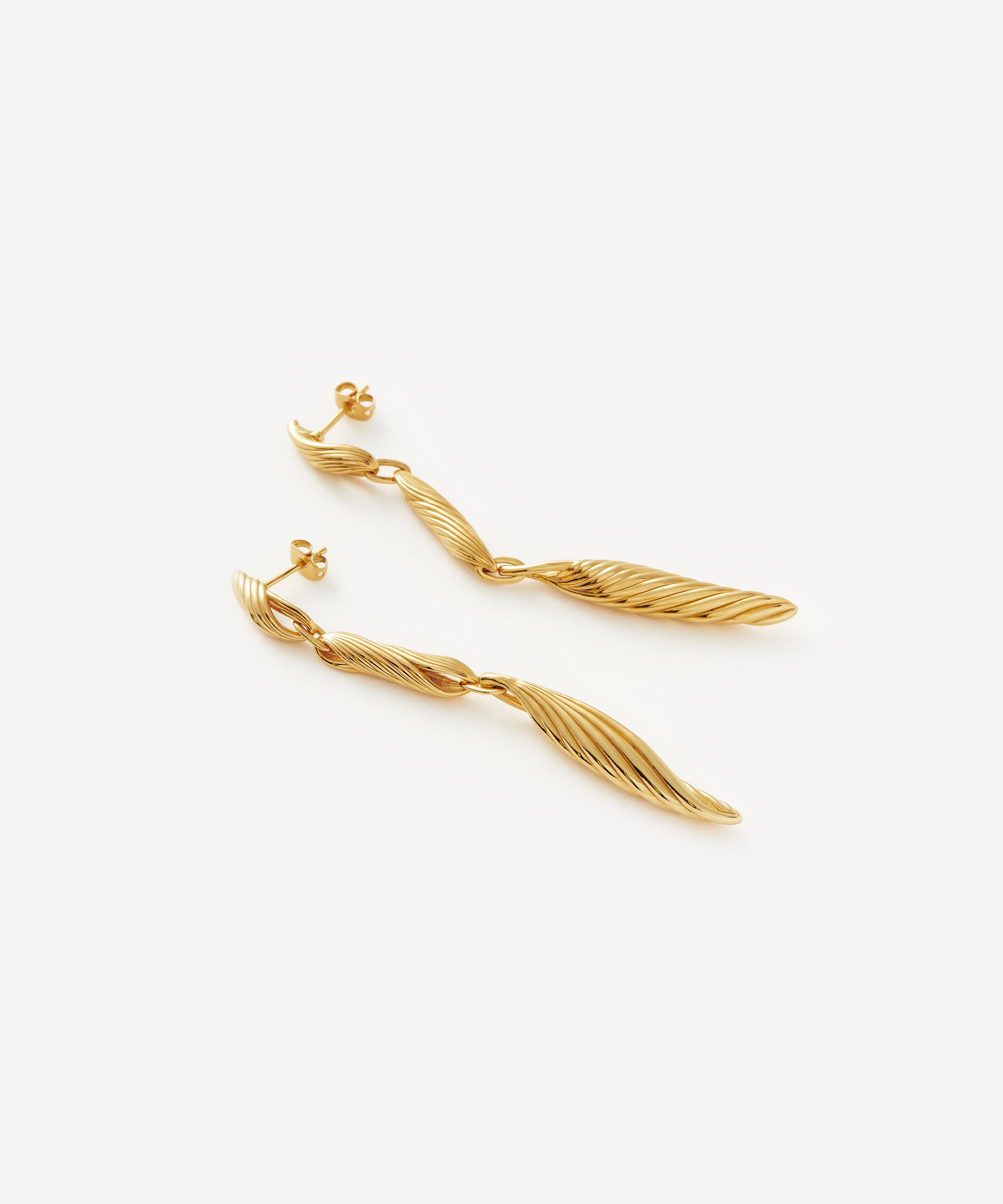Missoma - 18ct Gold-Plated Wavy Ridge Triple Drop Earrings image number 2