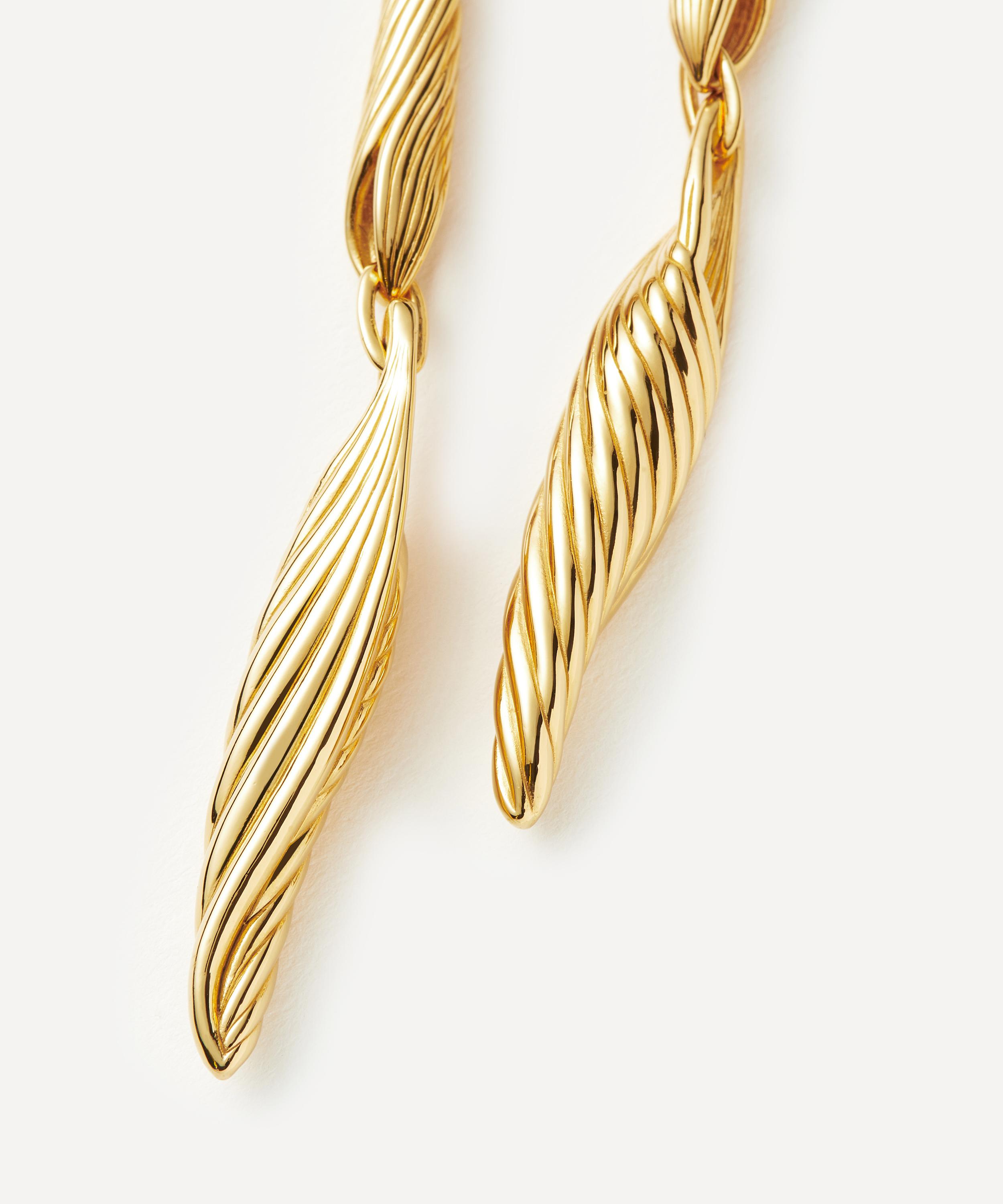 Missoma - 18ct Gold-Plated Wavy Ridge Triple Drop Earrings image number 3