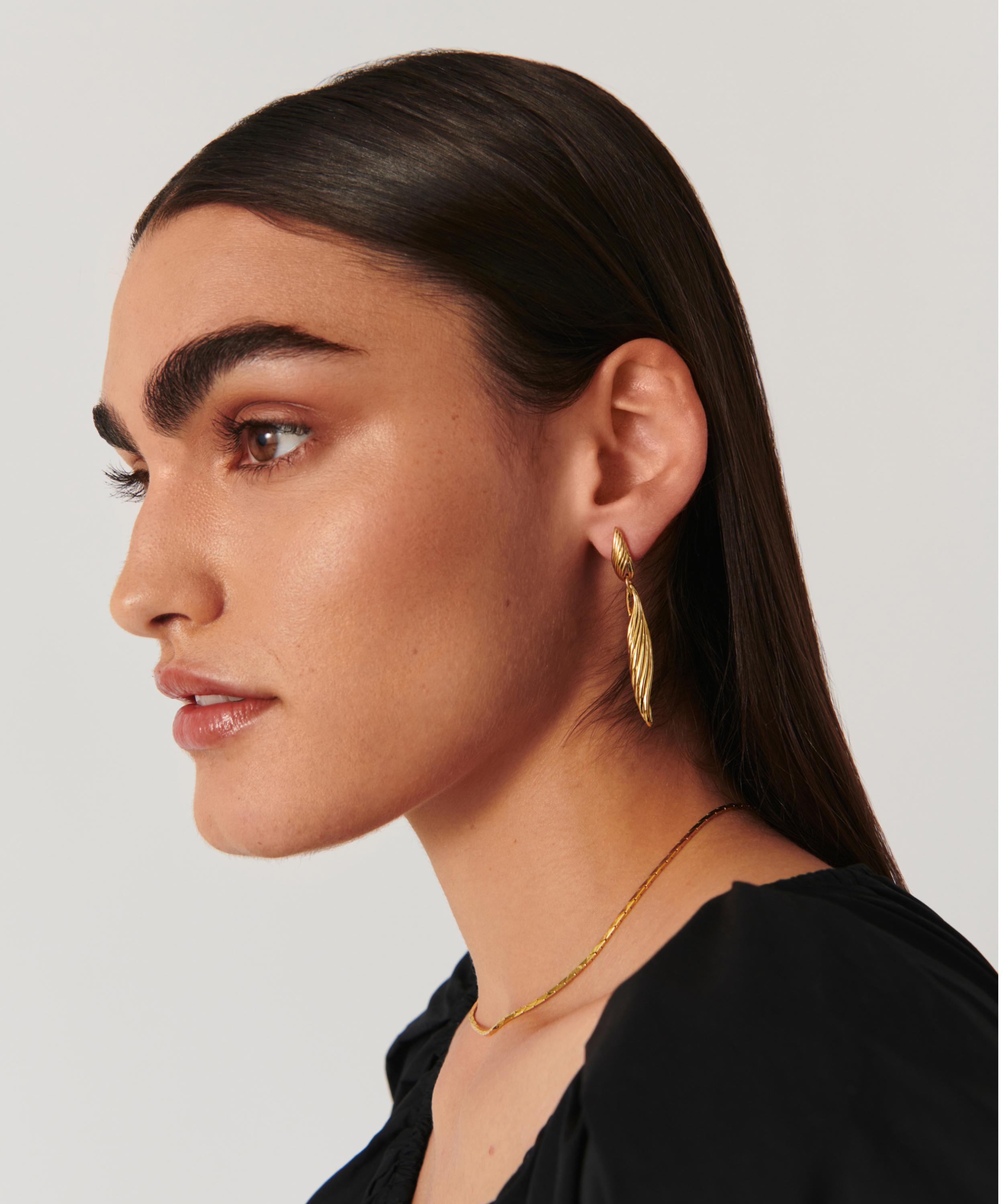 Missoma 18ct Gold-Plated Wavy Ridge Double Drop Earrings