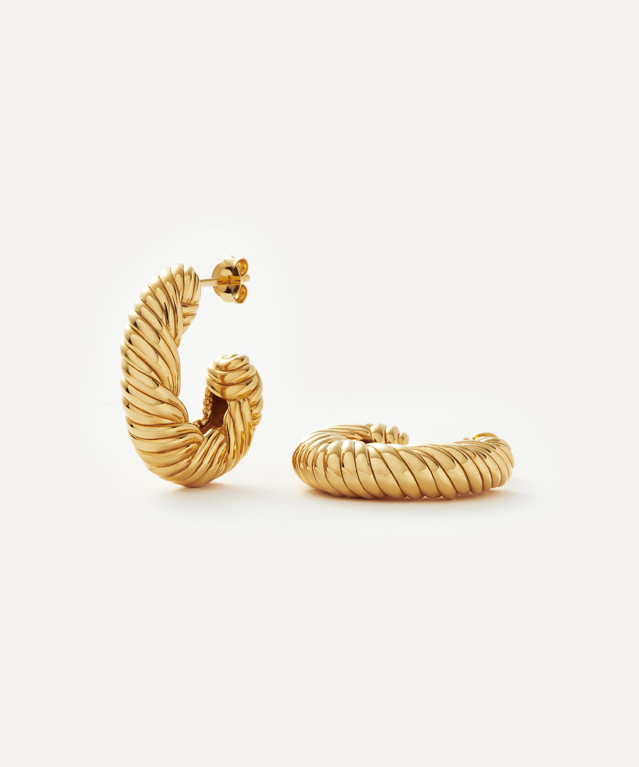 Missoma - 18ct Gold-Plated Wavy Ridge Twisted Chubby Medium Hoop Earring