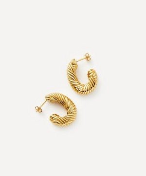 Missoma - 18ct Gold-Plated Wavy Ridge Twisted Chubby Medium Hoop Earring image number 2