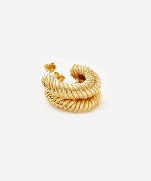 Missoma - 18ct Gold-Plated Wavy Ridge Twisted Chubby Medium Hoop Earring image number 3