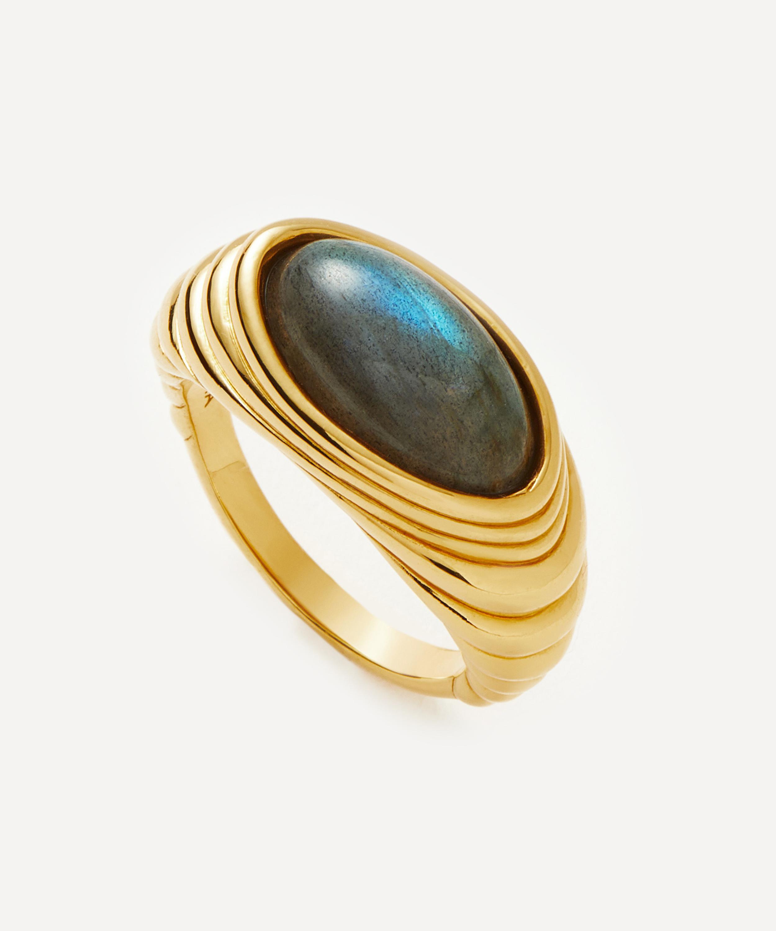 Missoma - 18ct Gold-Plated Wavy Ridge Gemstone Ring image number 0