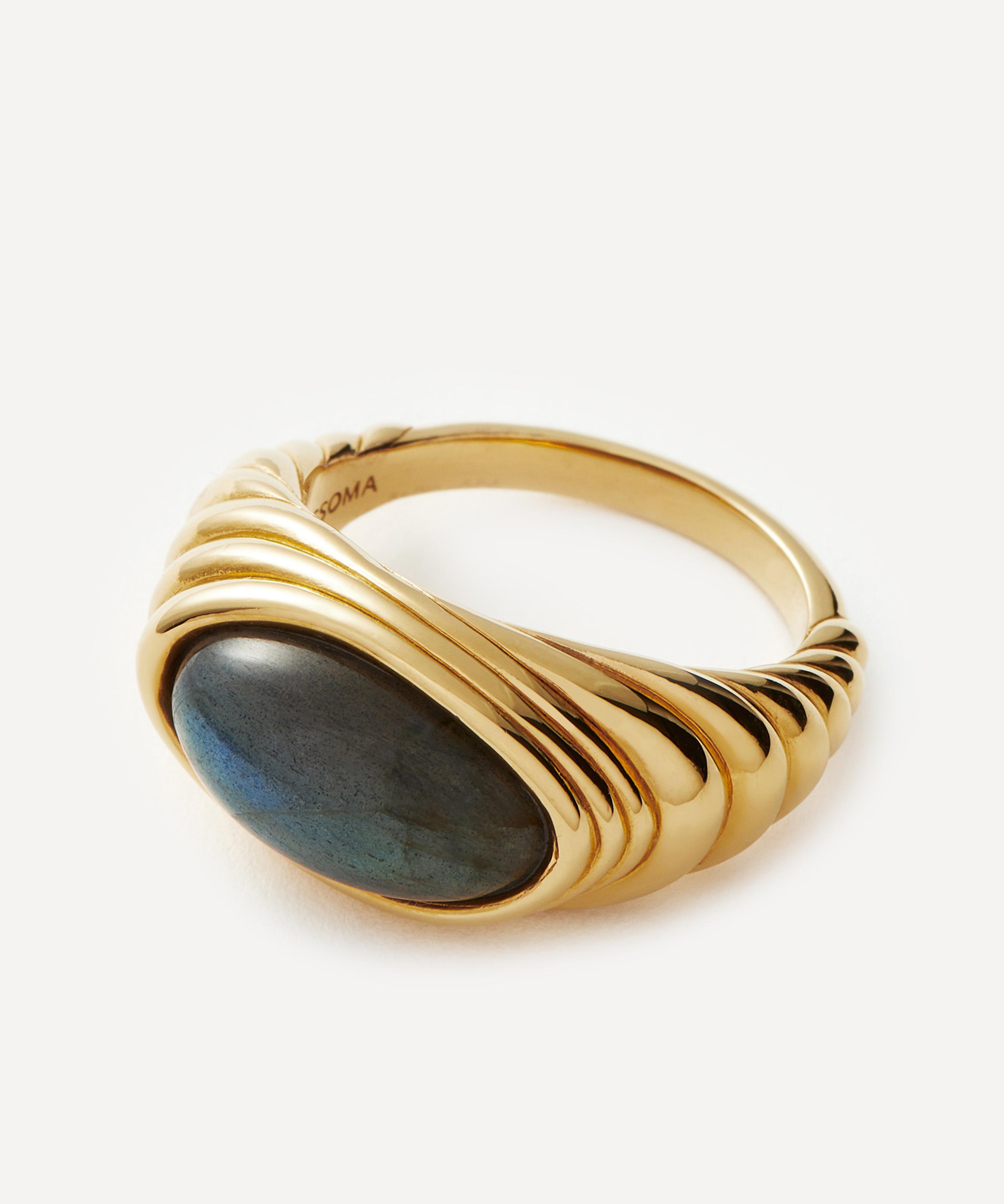 Missoma - 18ct Gold-Plated Wavy Ridge Gemstone Ring image number 2