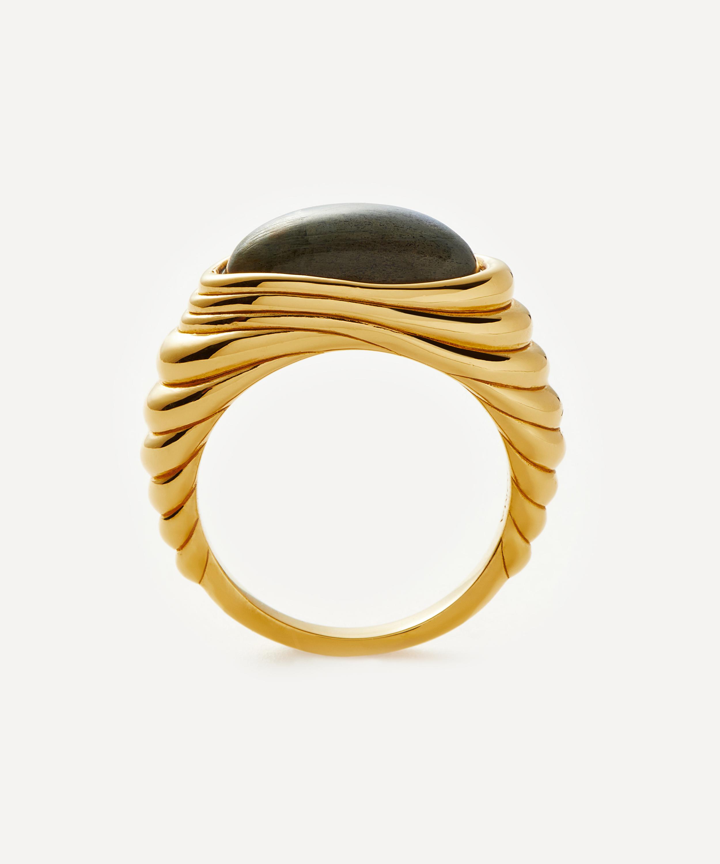 Missoma 18ct Gold-Plated Wavy Ridge Gemstone Ring | Liberty