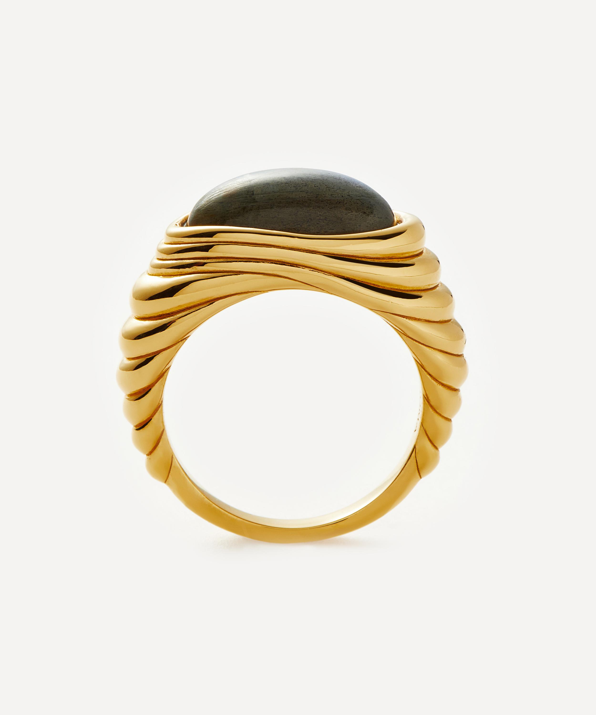 Missoma - 18ct Gold-Plated Wavy Ridge Gemstone Ring image number 3