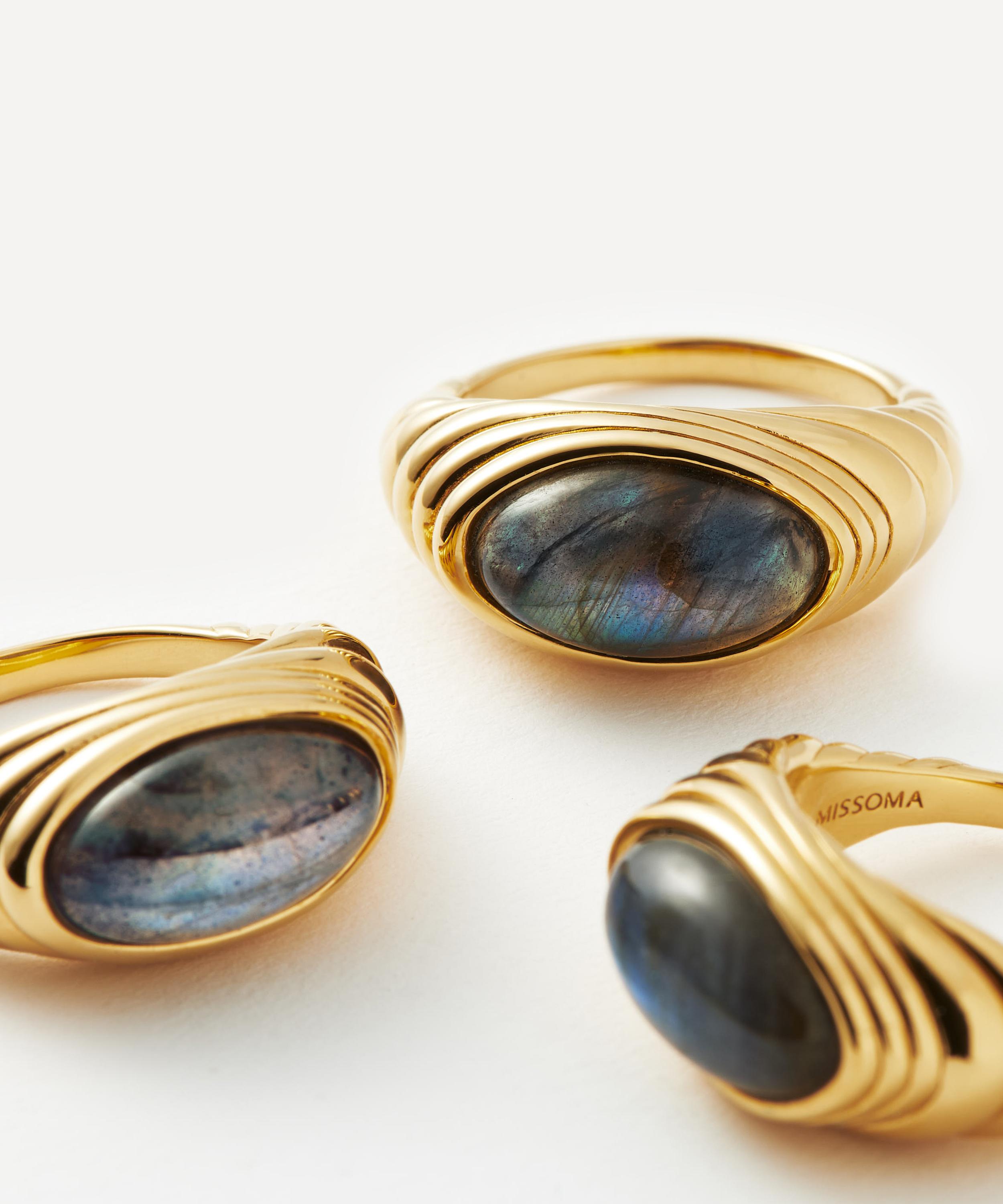 Missoma 18ct Gold-Plated Wavy Ridge Gemstone Ring | Liberty