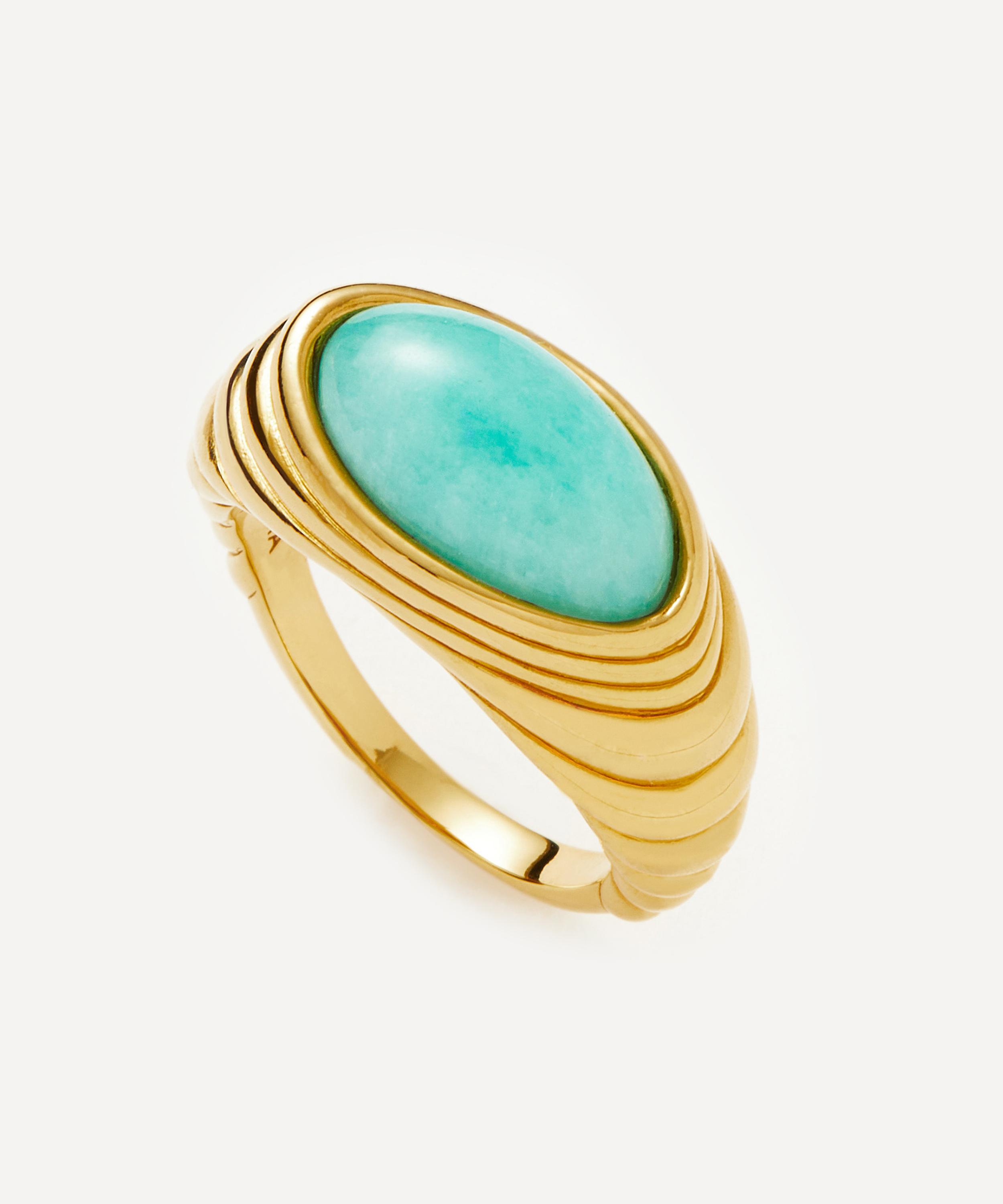 Missoma - 18ct Gold-Plated Wavy Ridge Gemstone Ring image number 0