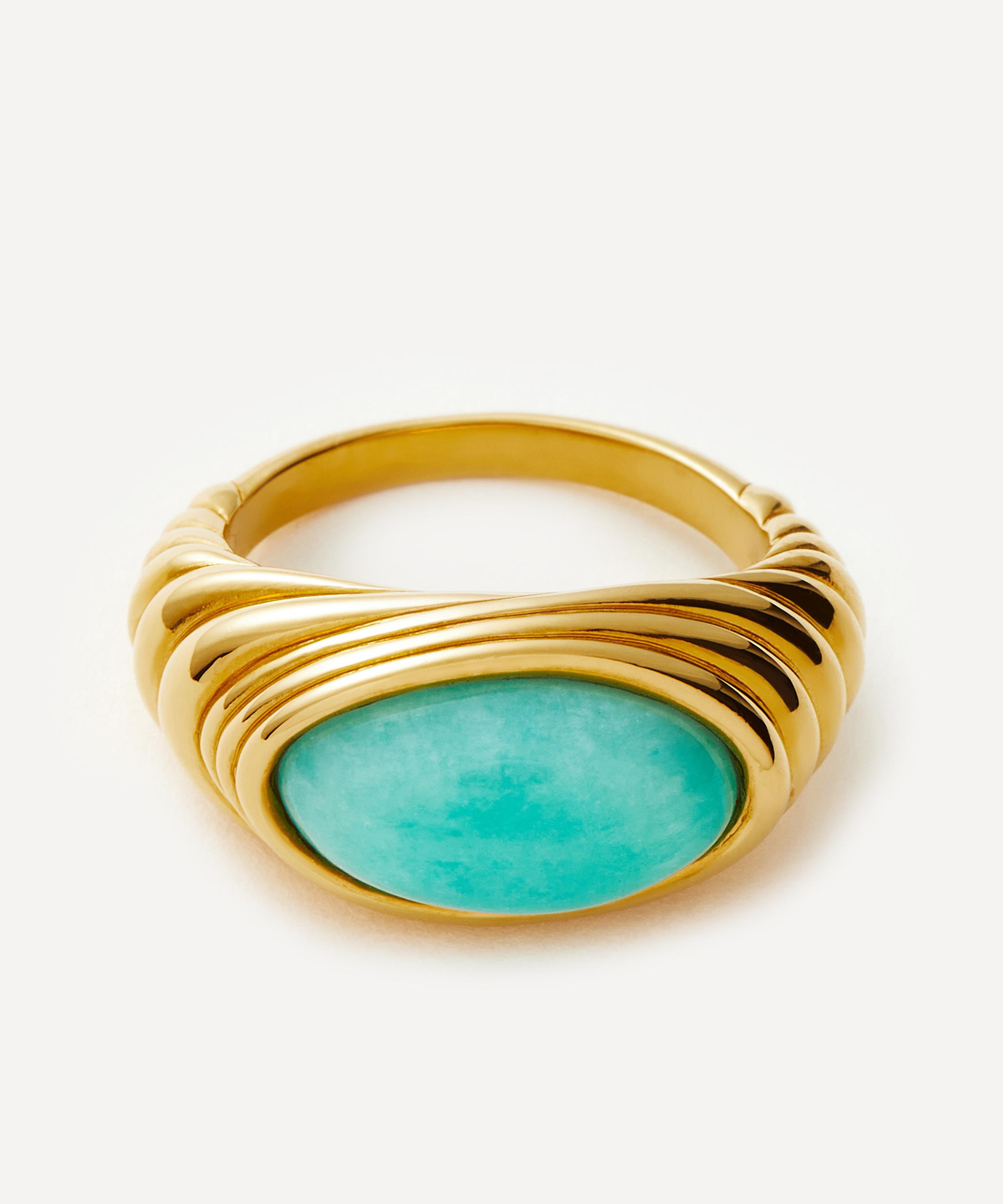 Missoma - 18ct Gold-Plated Wavy Ridge Gemstone Ring image number 2