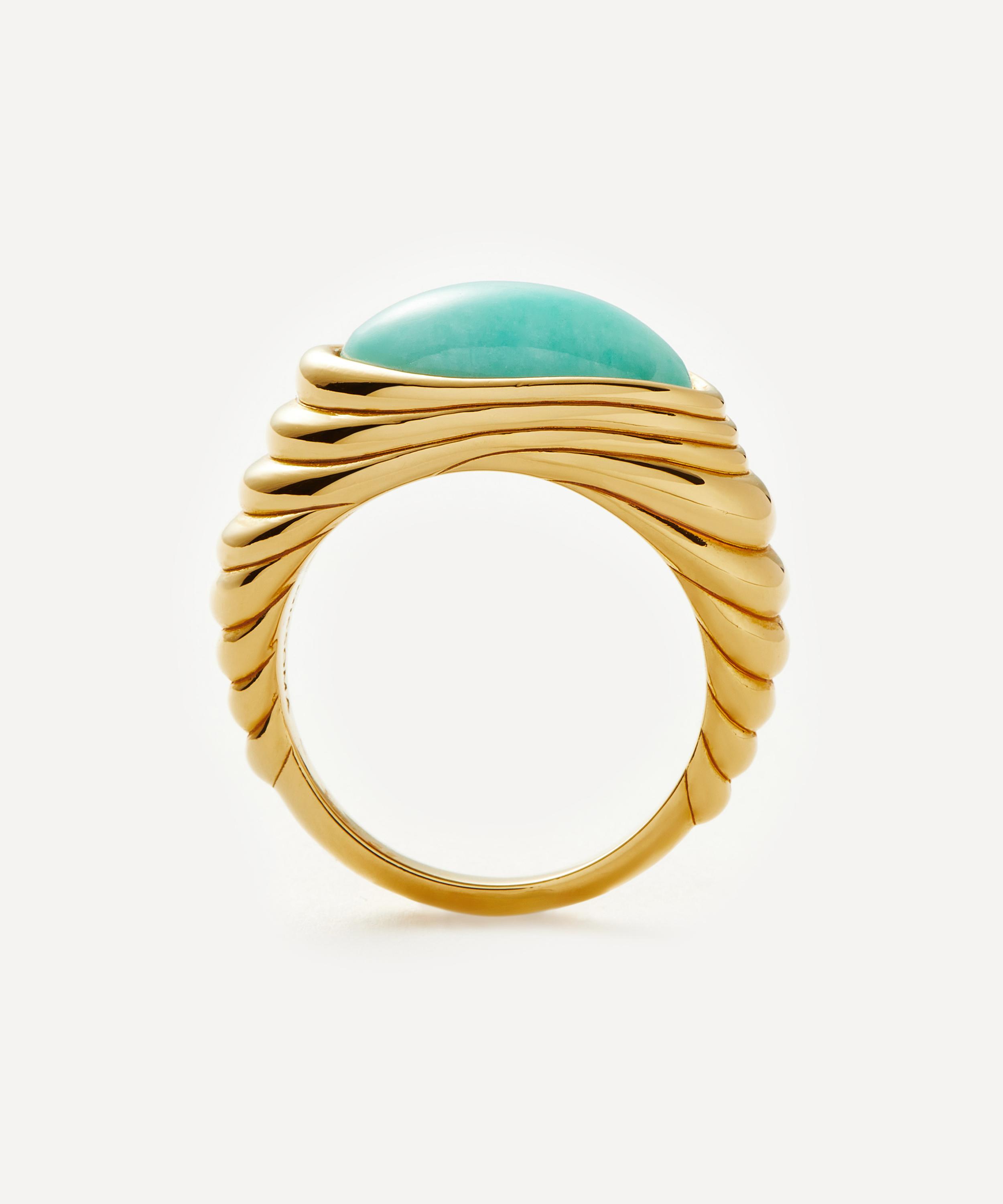 Missoma - 18ct Gold-Plated Wavy Ridge Gemstone Ring image number 3