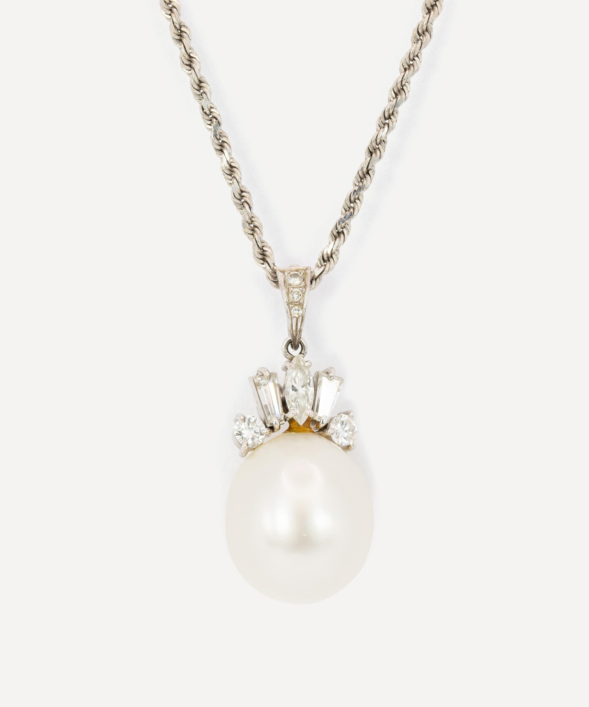 Kojis - 18ct White Gold South Sea Pearl and Diamond Pendant Necklace image number 0