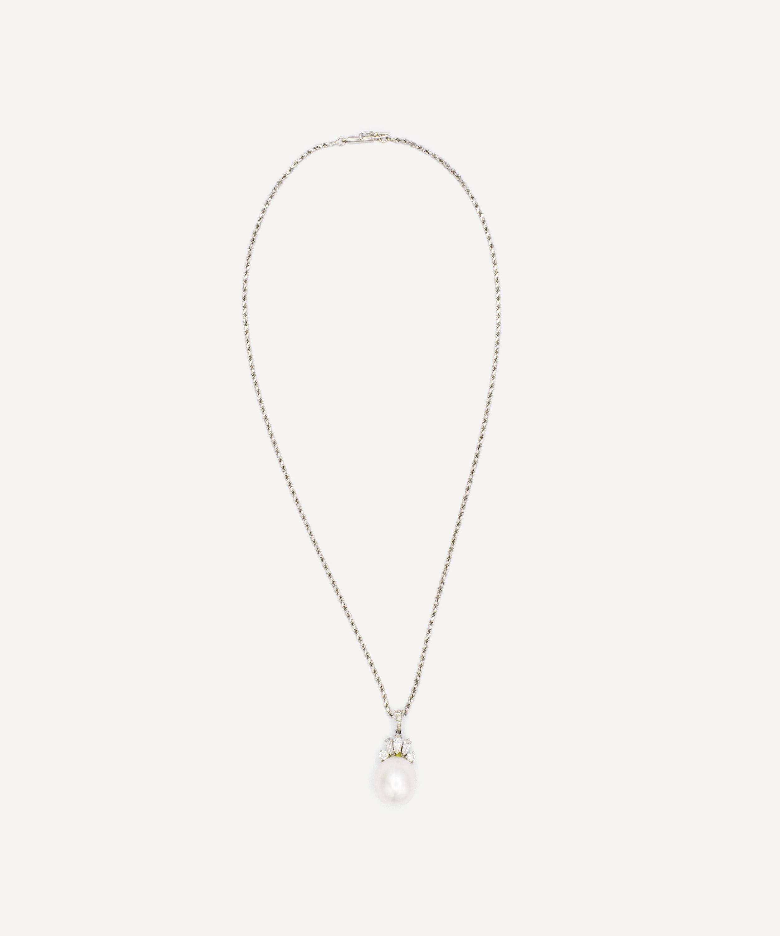Kojis - 18ct White Gold South Sea Pearl and Diamond Pendant Necklace image number 1