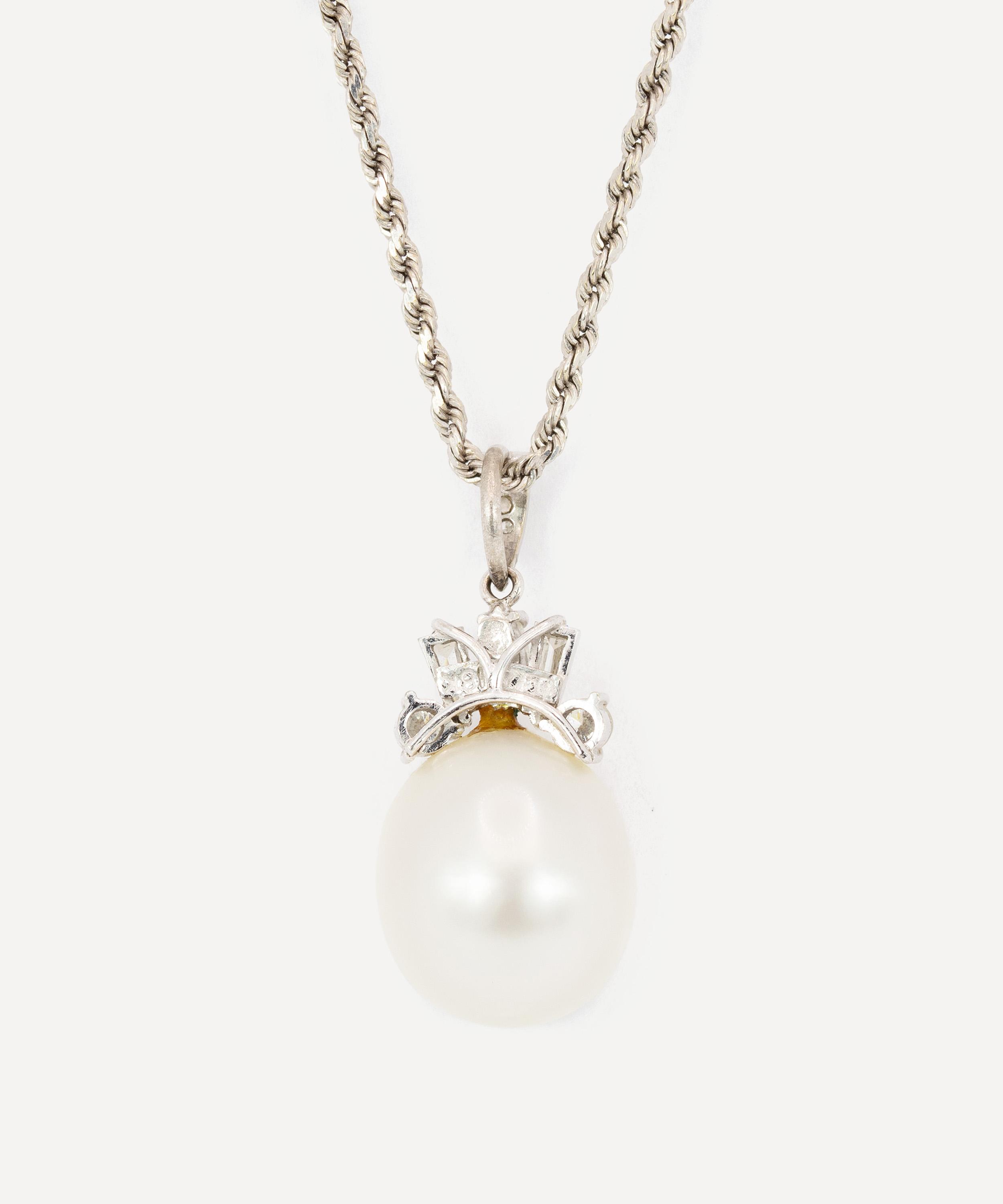 Kojis - 18ct White Gold South Sea Pearl and Diamond Pendant Necklace image number 3