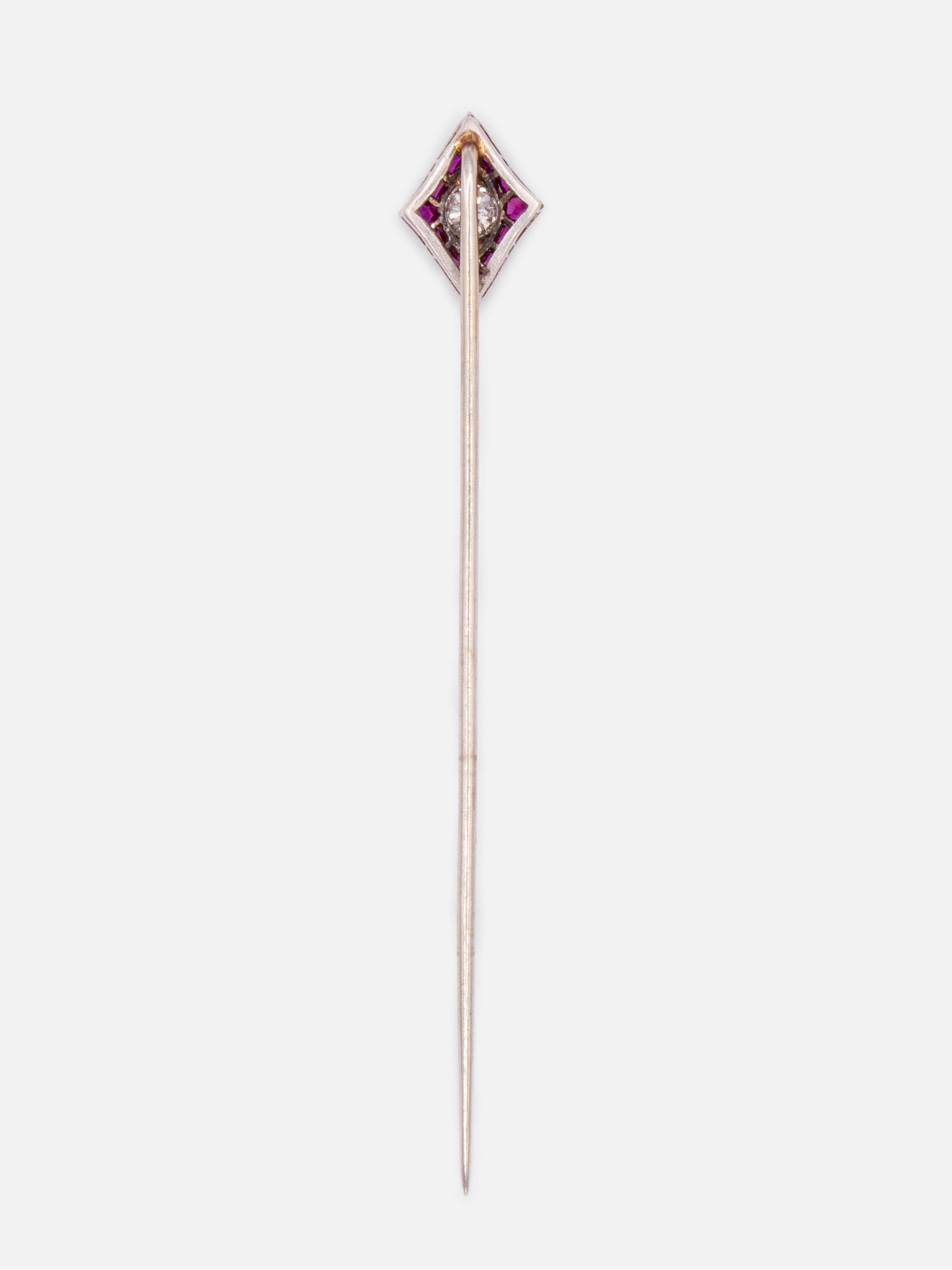 Kojis - Platinum Art Deco Ruby and Diamond Pin image number 2