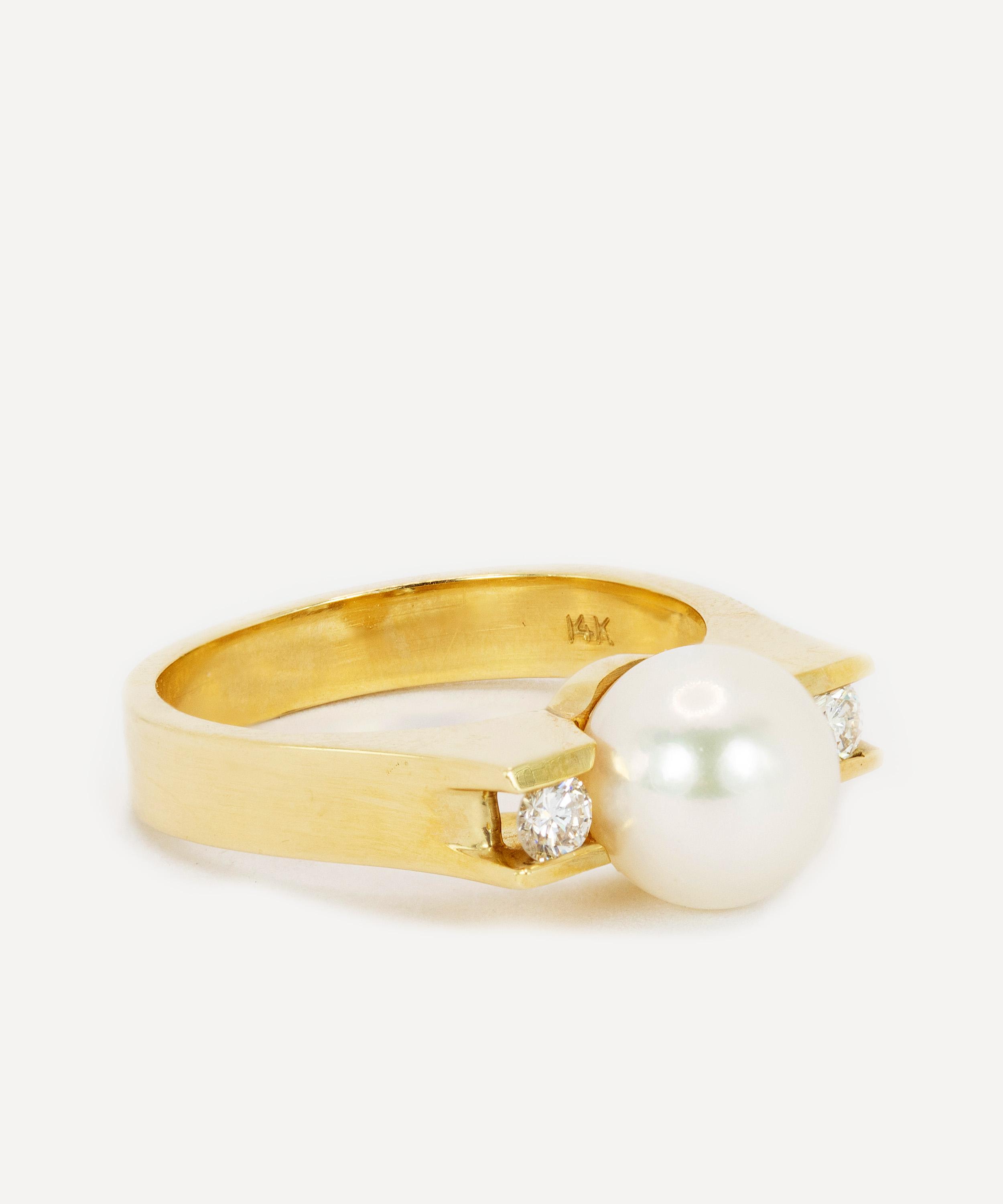 Kojis - 14ct Gold Vintage Pearl and Diamond Ring image number 1