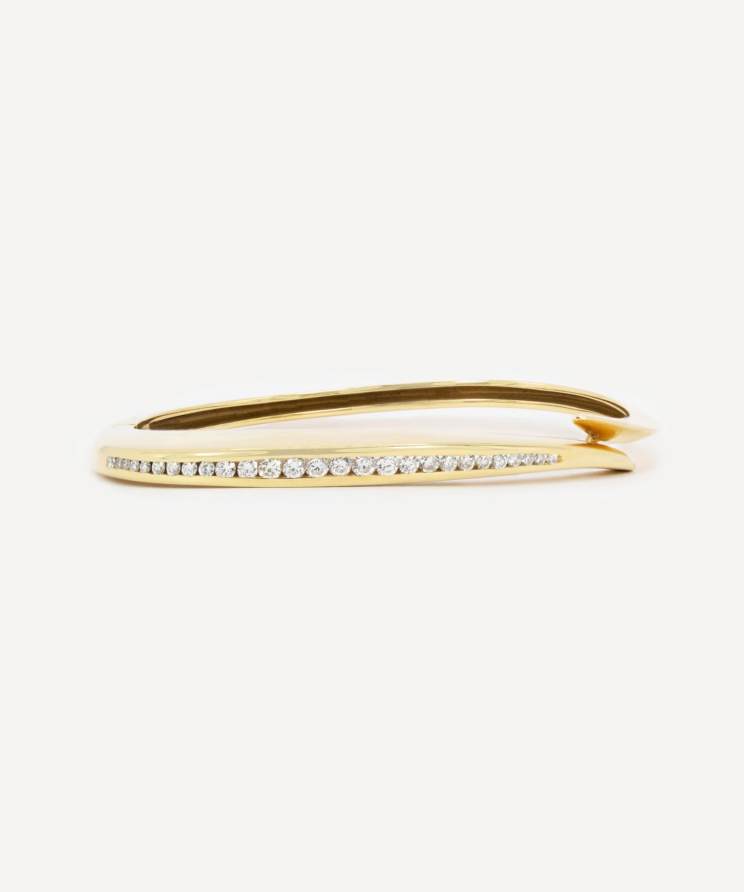 Kojis - 14ct Gold Asymmetric Diamond Bangle Bracelet image number 0