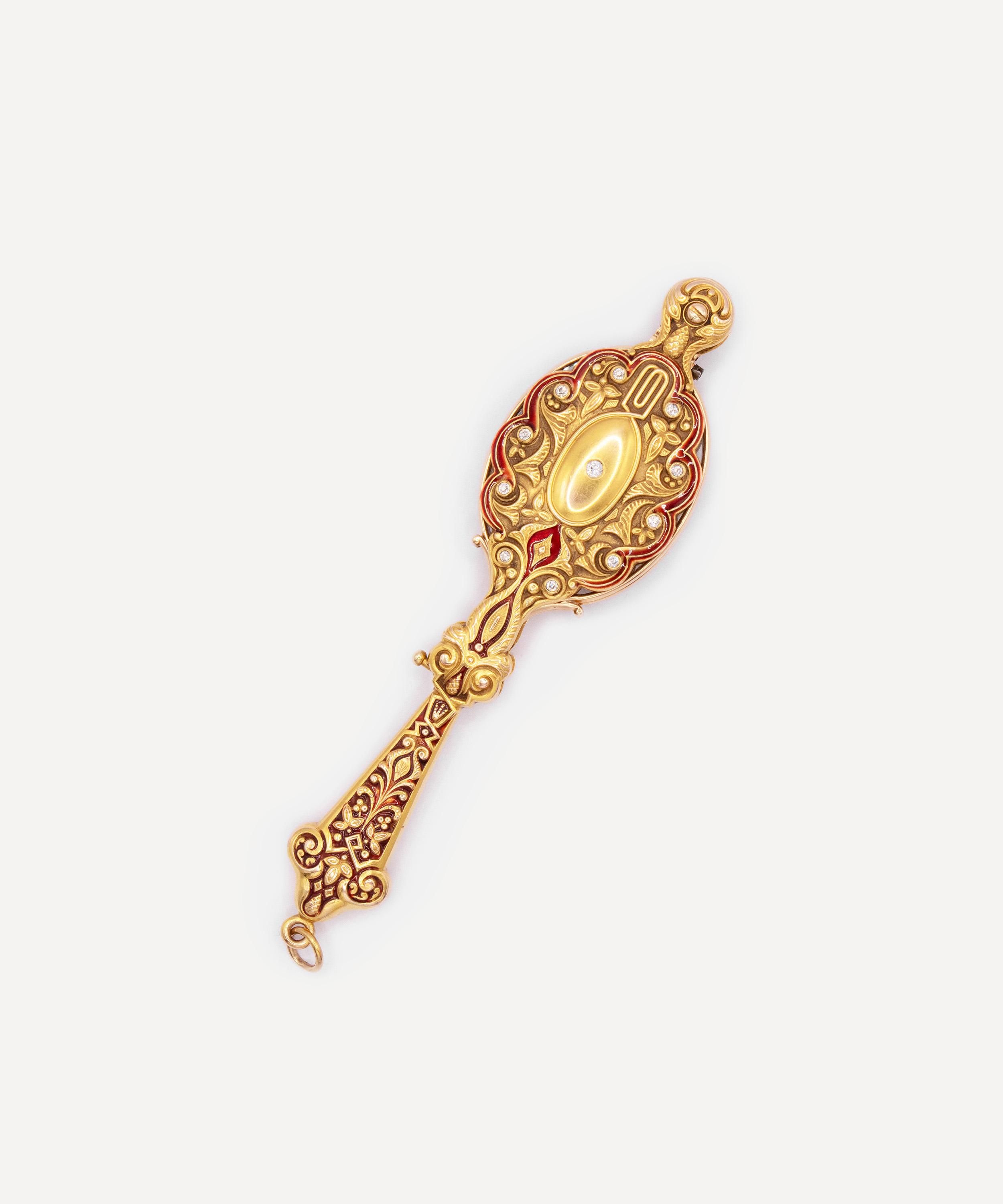Kojis - 14ct Gold Antique Enamel and Diamond Lorgnettes image number 0