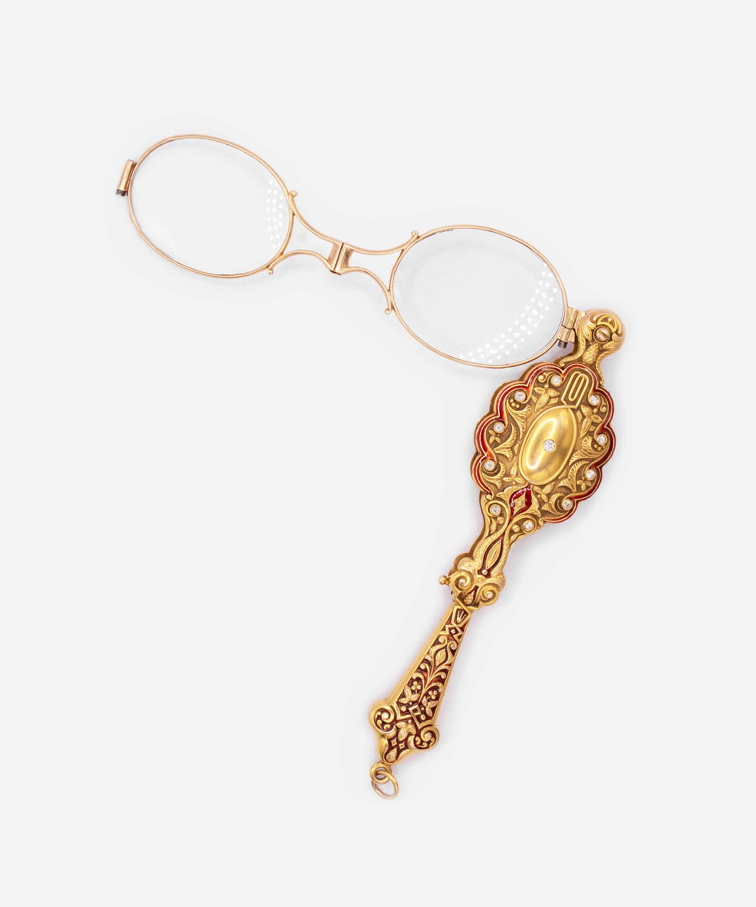 Kojis - 14ct Gold Antique Enamel and Diamond Lorgnettes image number 1