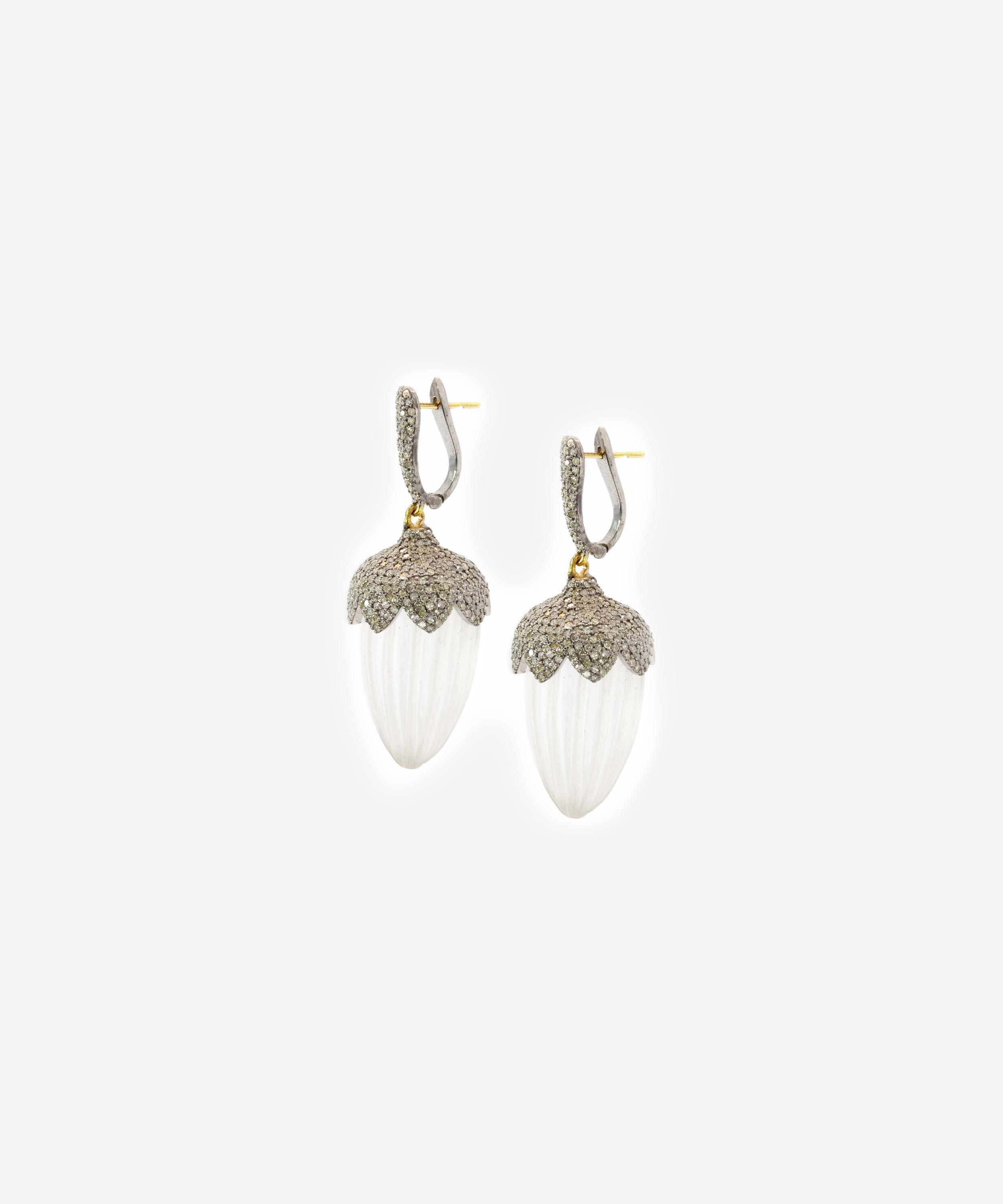Kojis - 14ct Gold and Silver Vintage Acorn Earrings image number 1