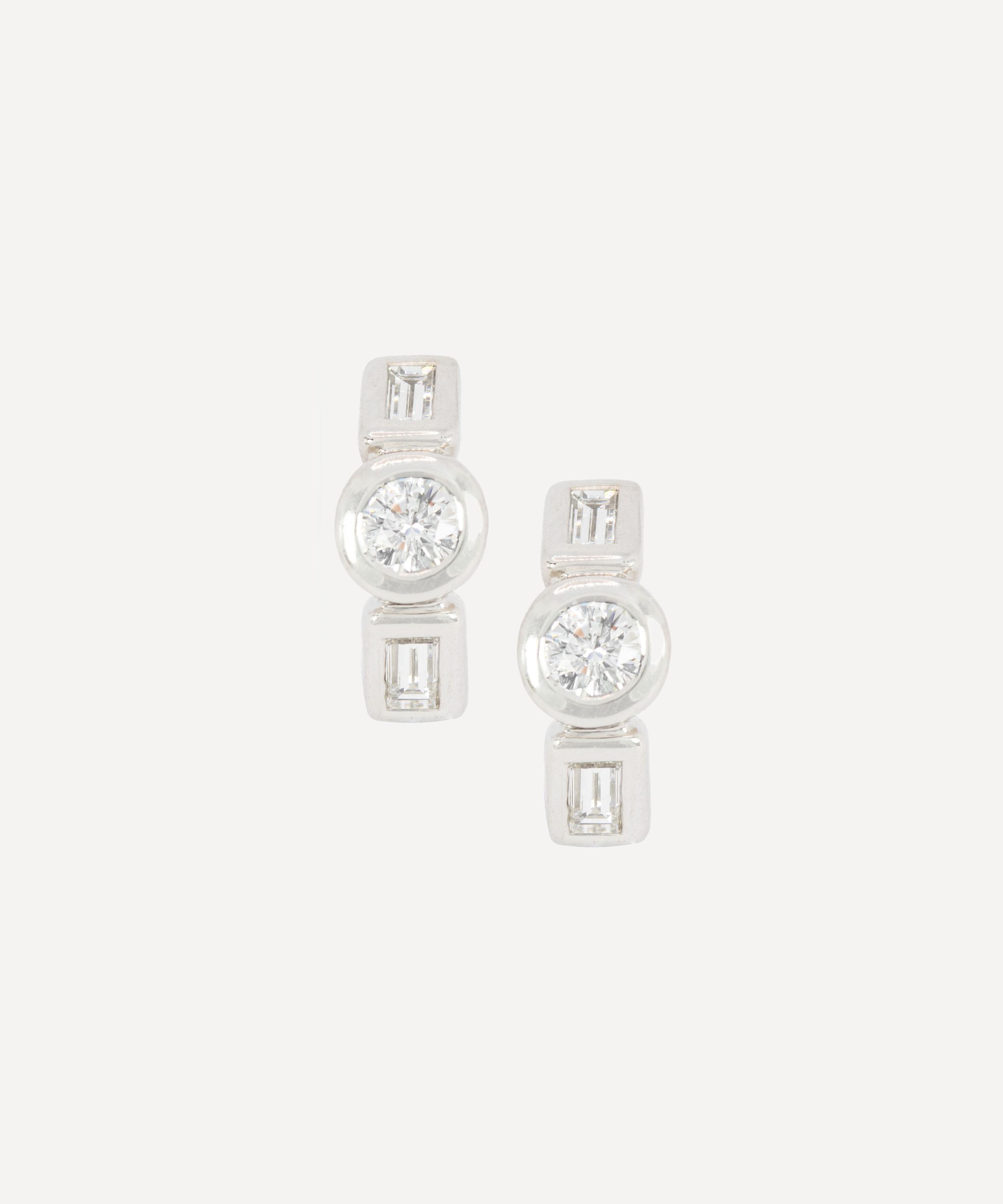 Kojis - Platinum Vintage Diamond Hoop Earrings image number 0