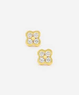 Kojis - 18ct Gold Petite Diamond Clover Cluster Earrings image number 0