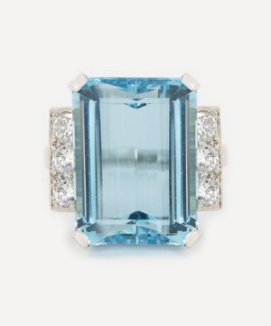 Kojis - Platinum Emerald Cut Aquamarine Cocktail Ring image number 0